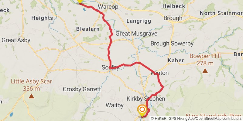 Settle to Carlisle via Pennine Journey stage 4 Map
