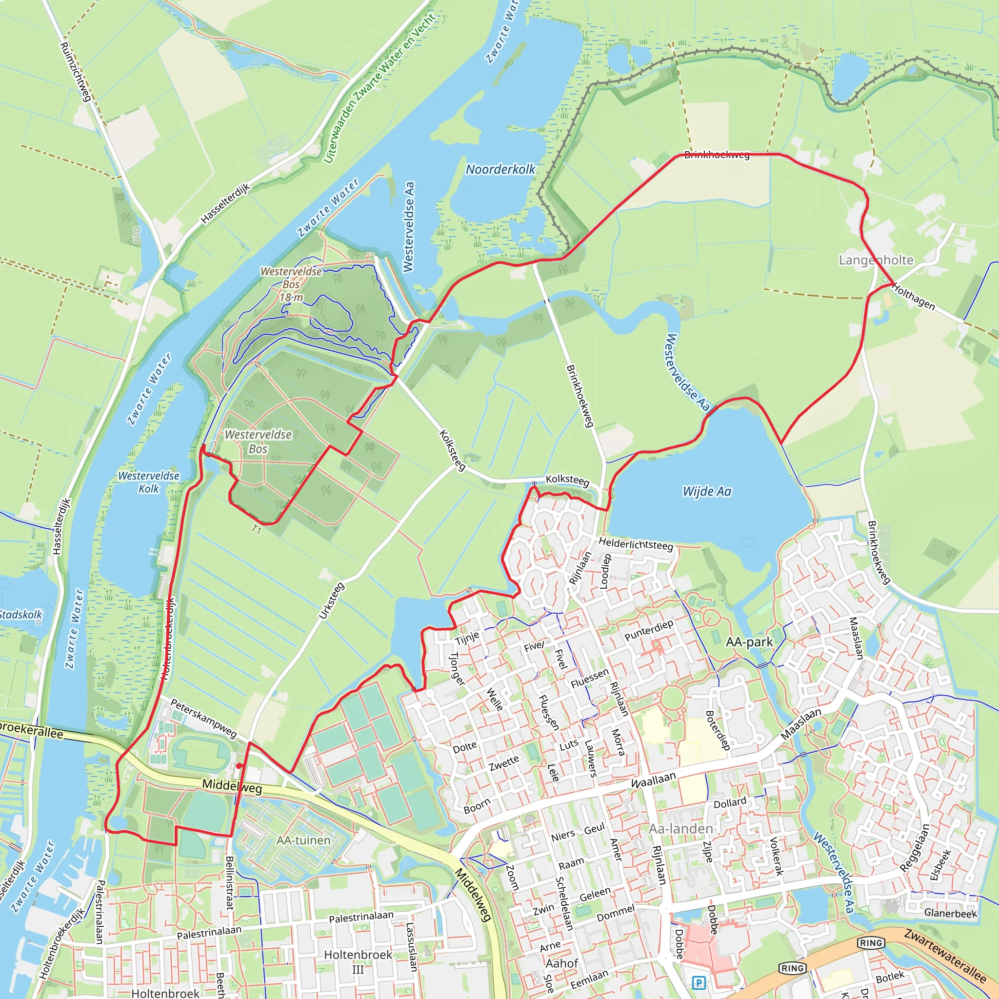 Wijde Aa and Jochthaven via Brinkhoek Weg and Doden Weg mobile static map