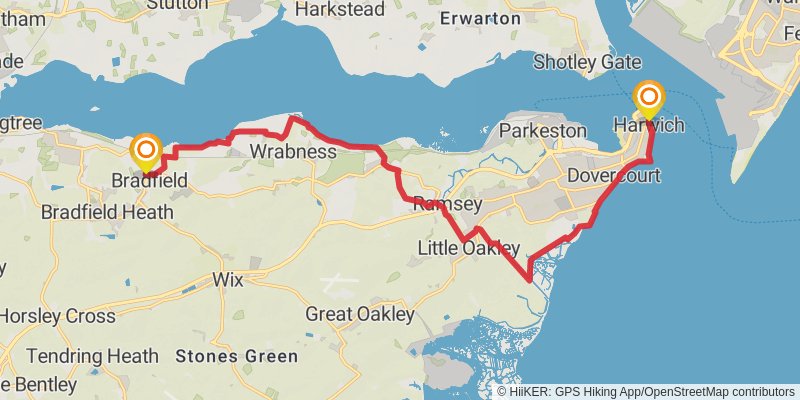 Middleton in Teesdale to Harwich Walk stage 43 Map