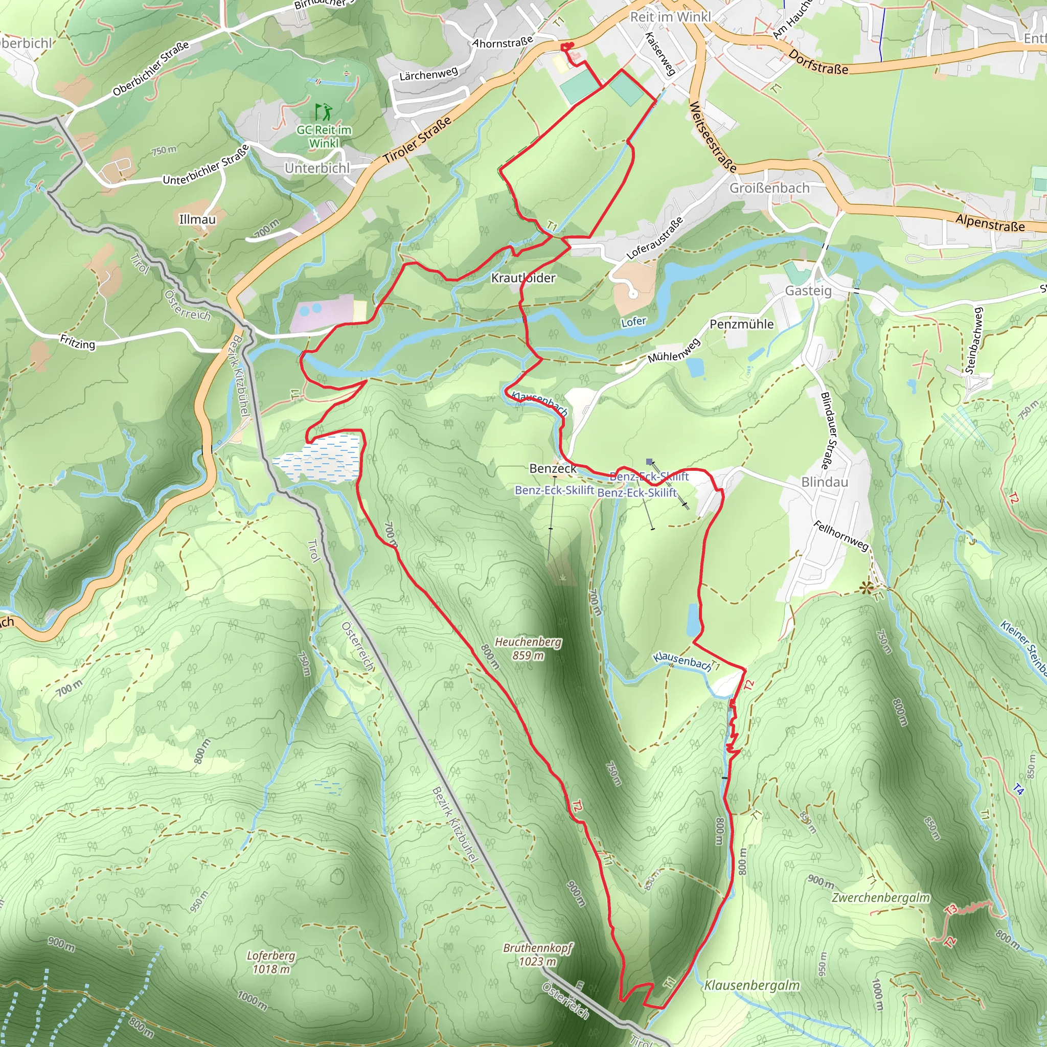 Lofer and Klausenbach via Wanderweg mobile static map