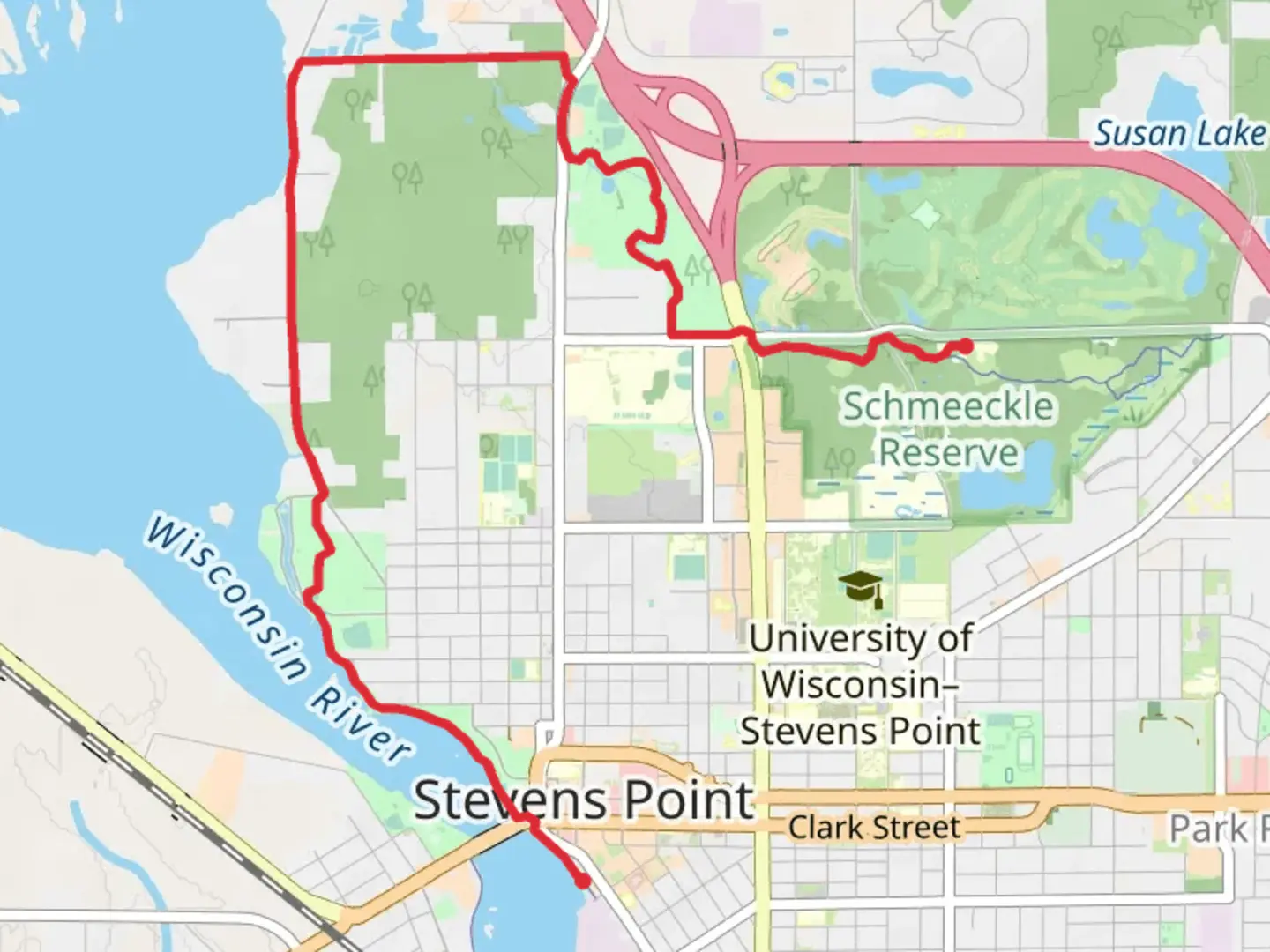 An image depicting the trail Green Circle Trail and Pfiffner Pioneer Park Walk and its surrounding area.