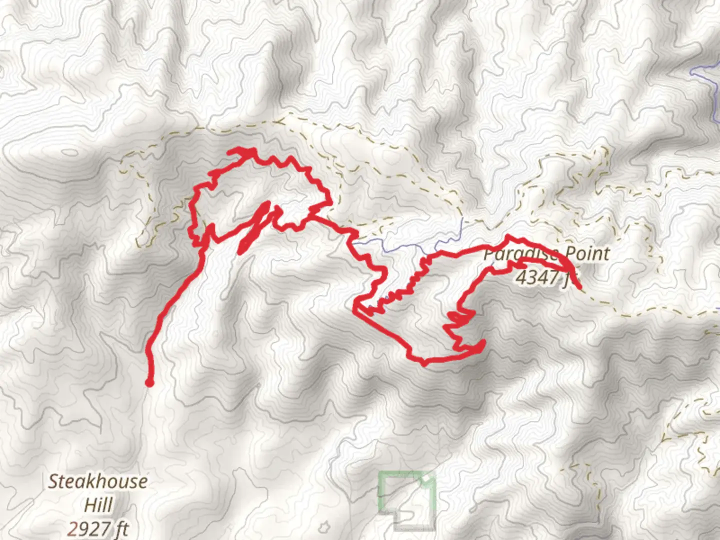 An image depicting the trail Paradise Point and Headwaters Loop and its surrounding area.