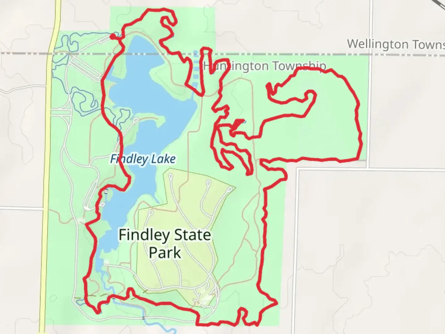 An image depicting the trail Findley Lake Loop and its surrounding area.