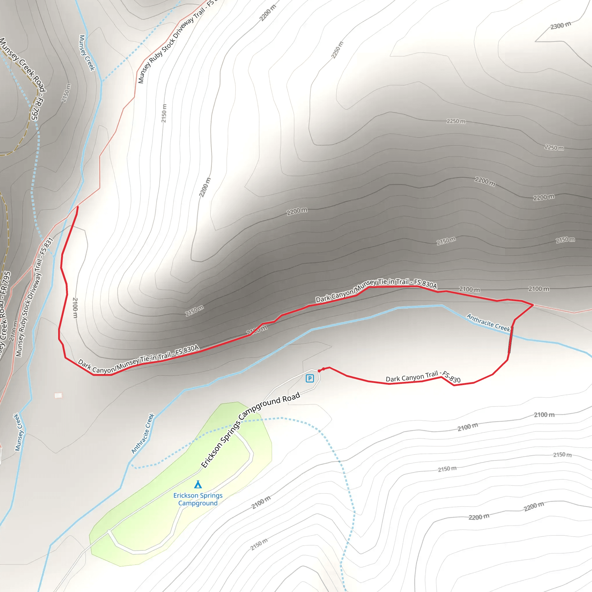 Dark Canyon - Muncey Tie-in Trail mobile static map