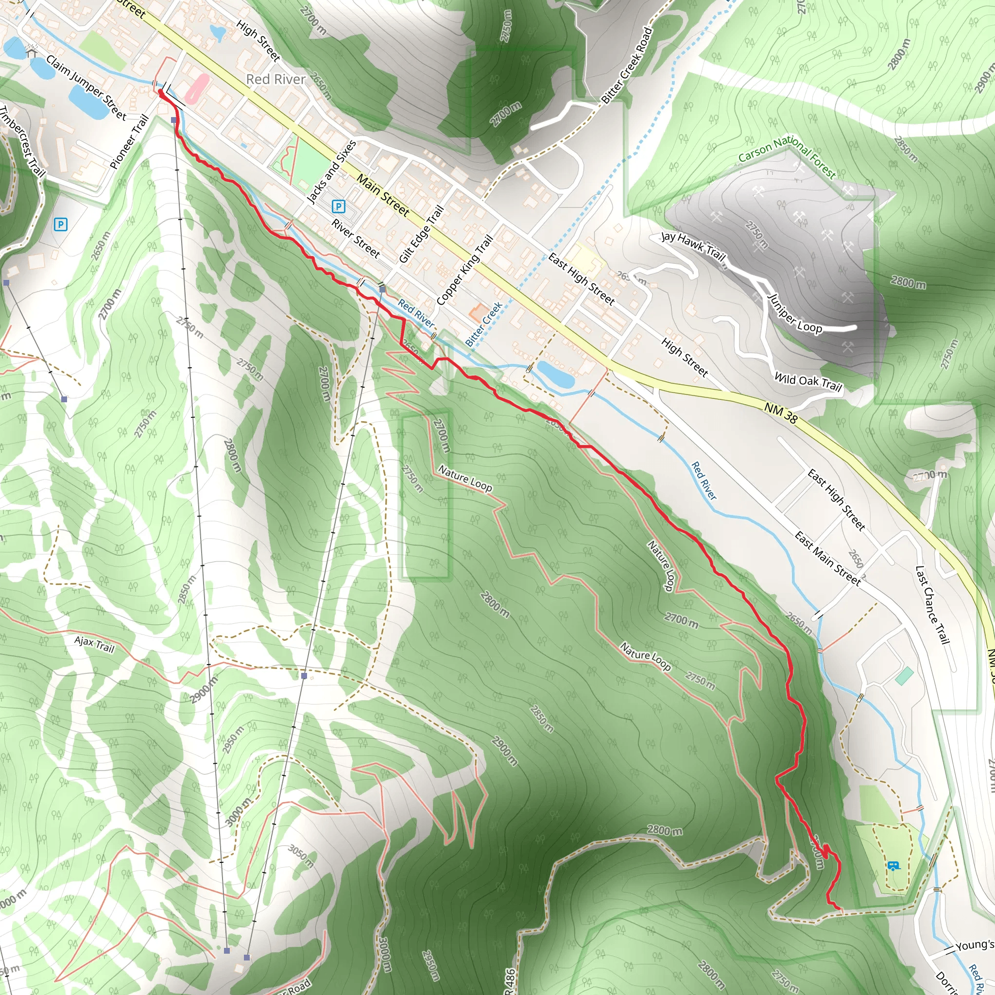 Placer Creek via Red River mobile static map