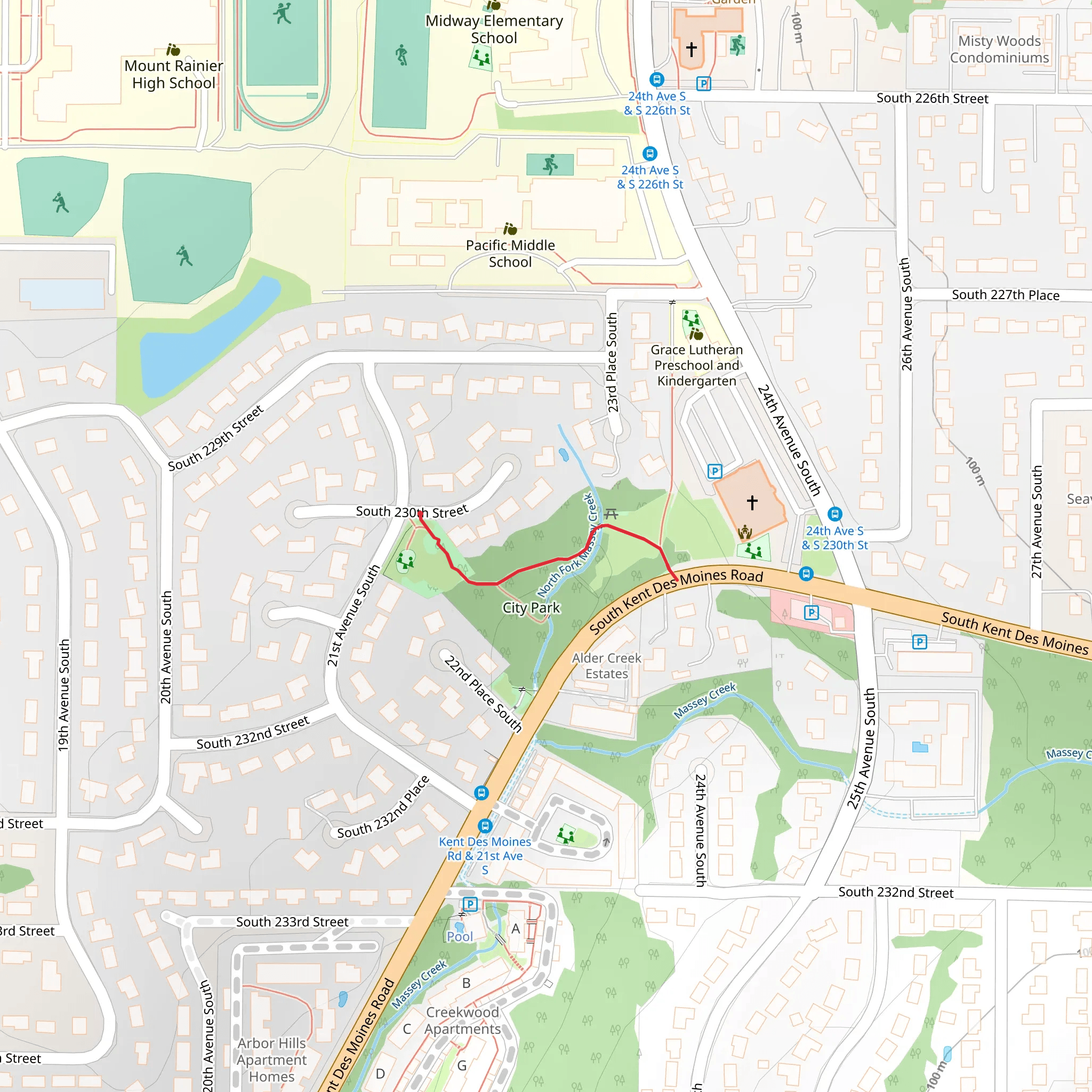 Des Moines City Park Upper Trail mobile static map