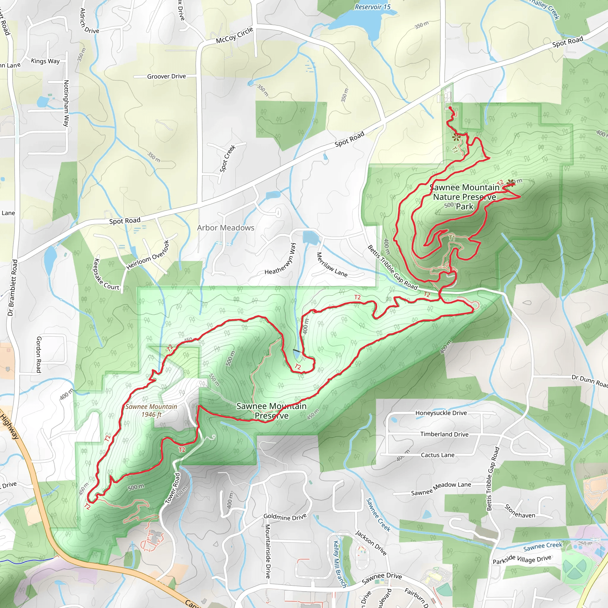 Ridgeline, Mountainside and Indian Seats Loop Trail mobile static map