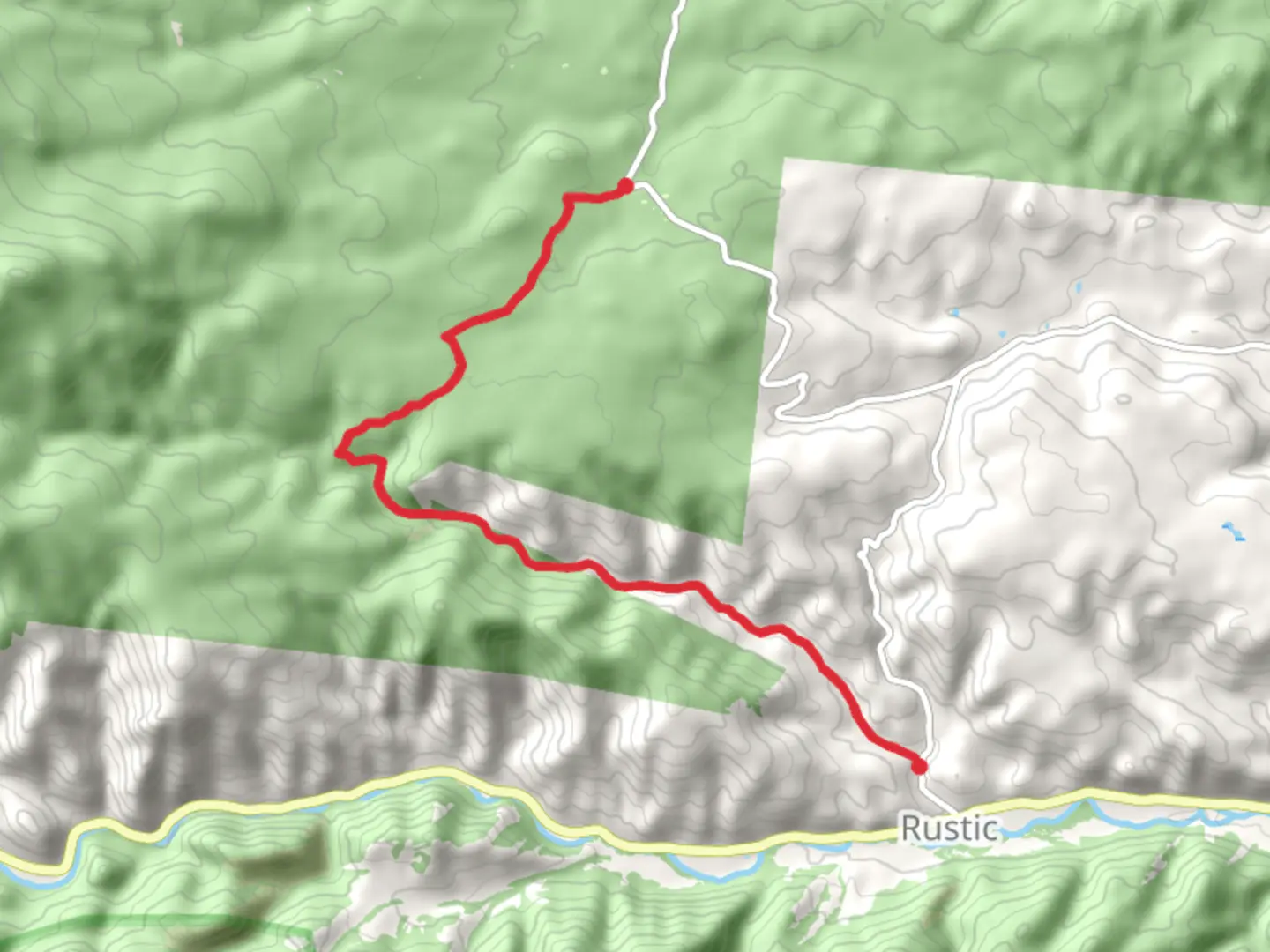 An image depicting the trail Sevenmile Road and its surrounding area.