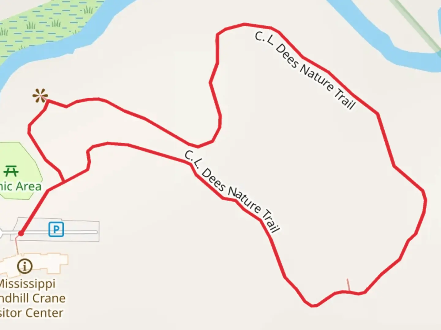 An image depicting the trail C L Dees Nature Loop Trail and its surrounding area.
