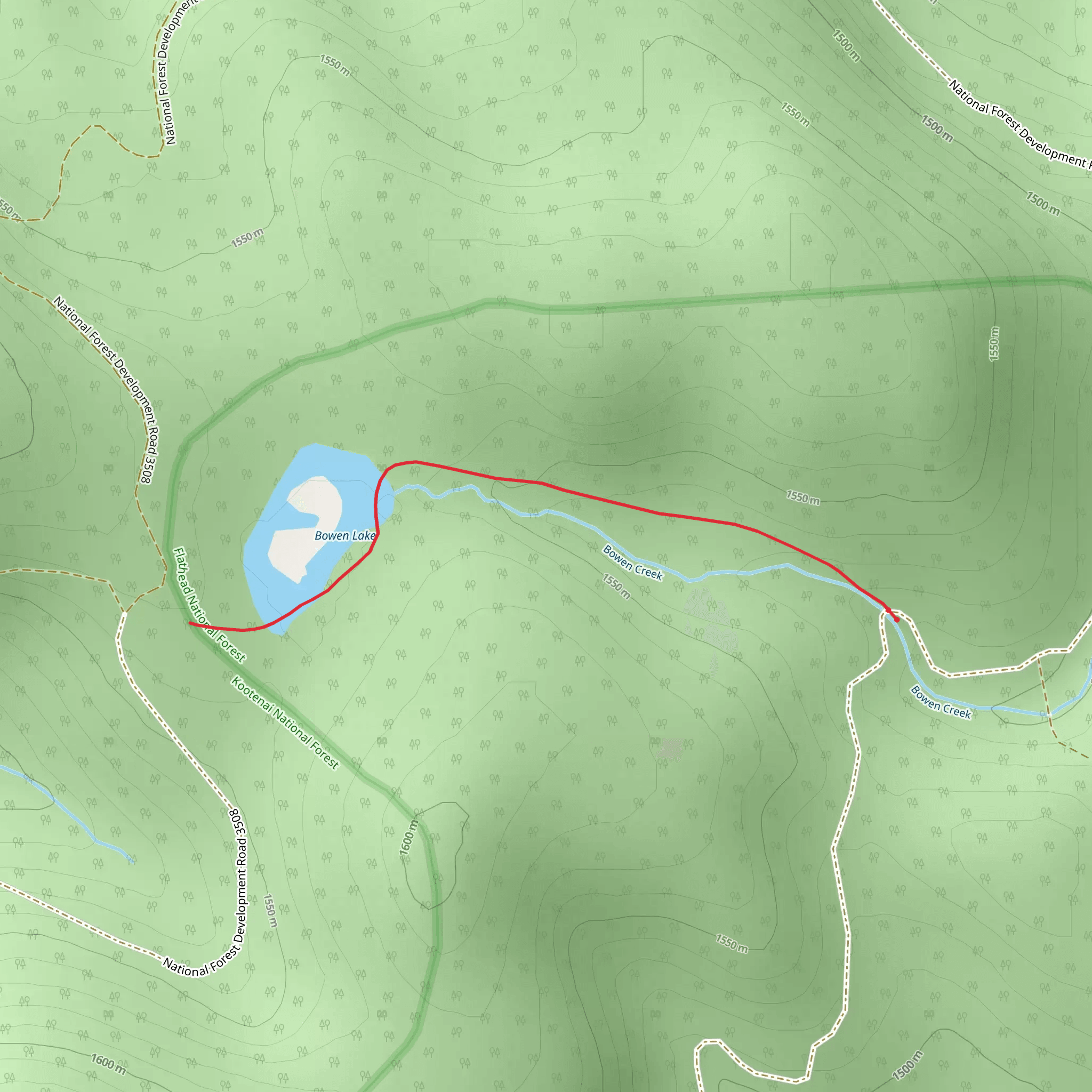 Bowen Lake Trail mobile static map