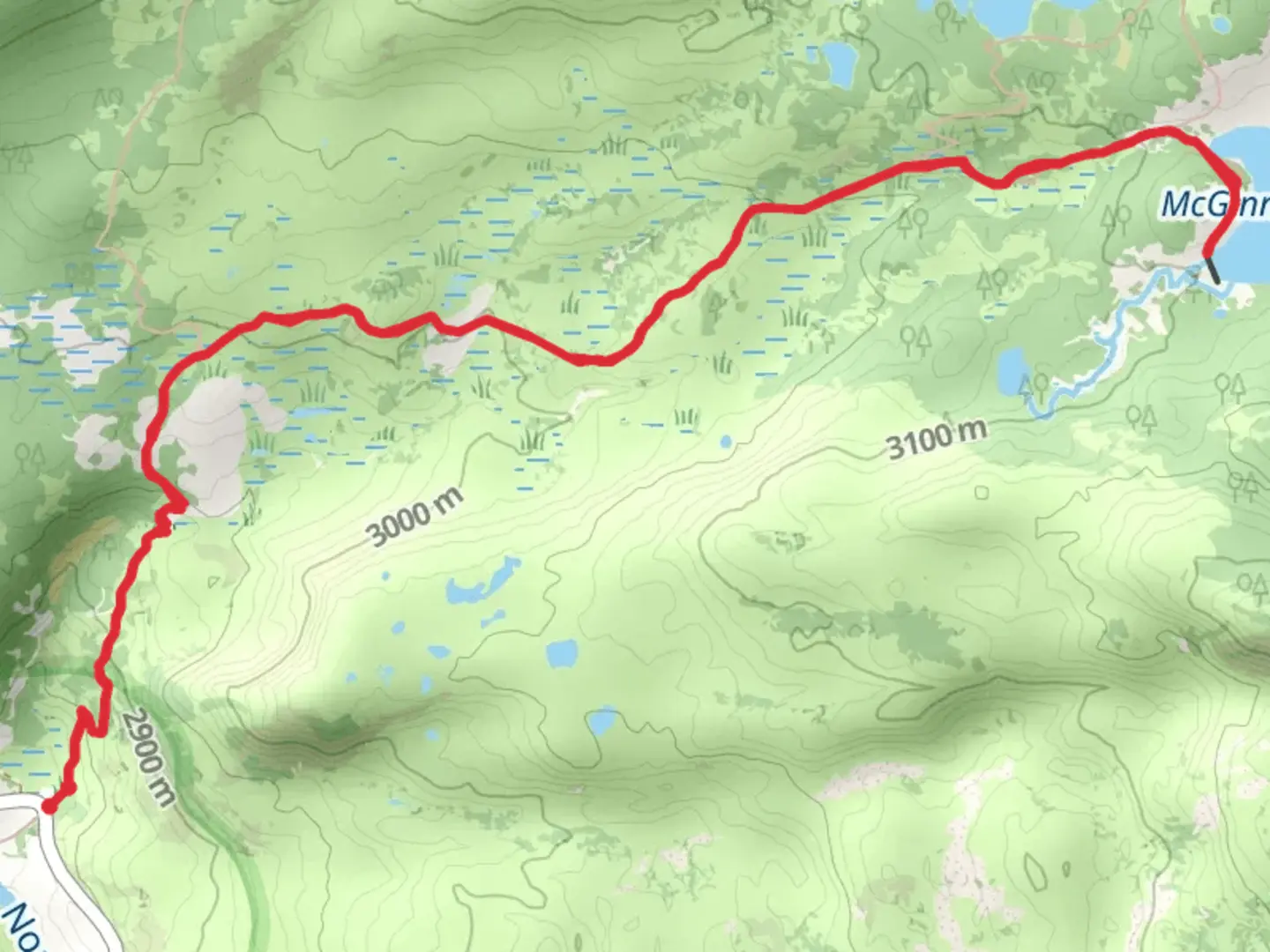 An image depicting the trail Mcginnis Lake Trail and its surrounding area.
