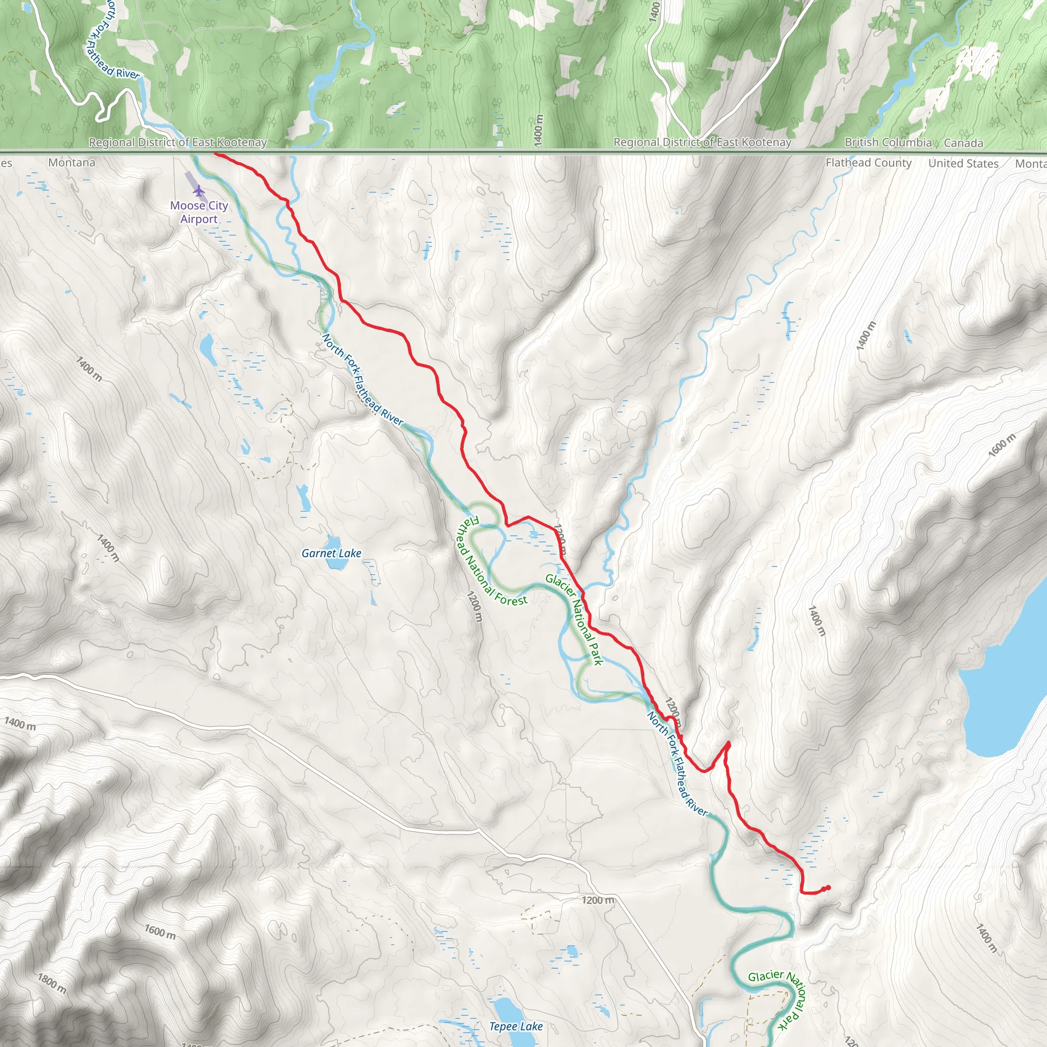 Kishenehn Trail mobile static map