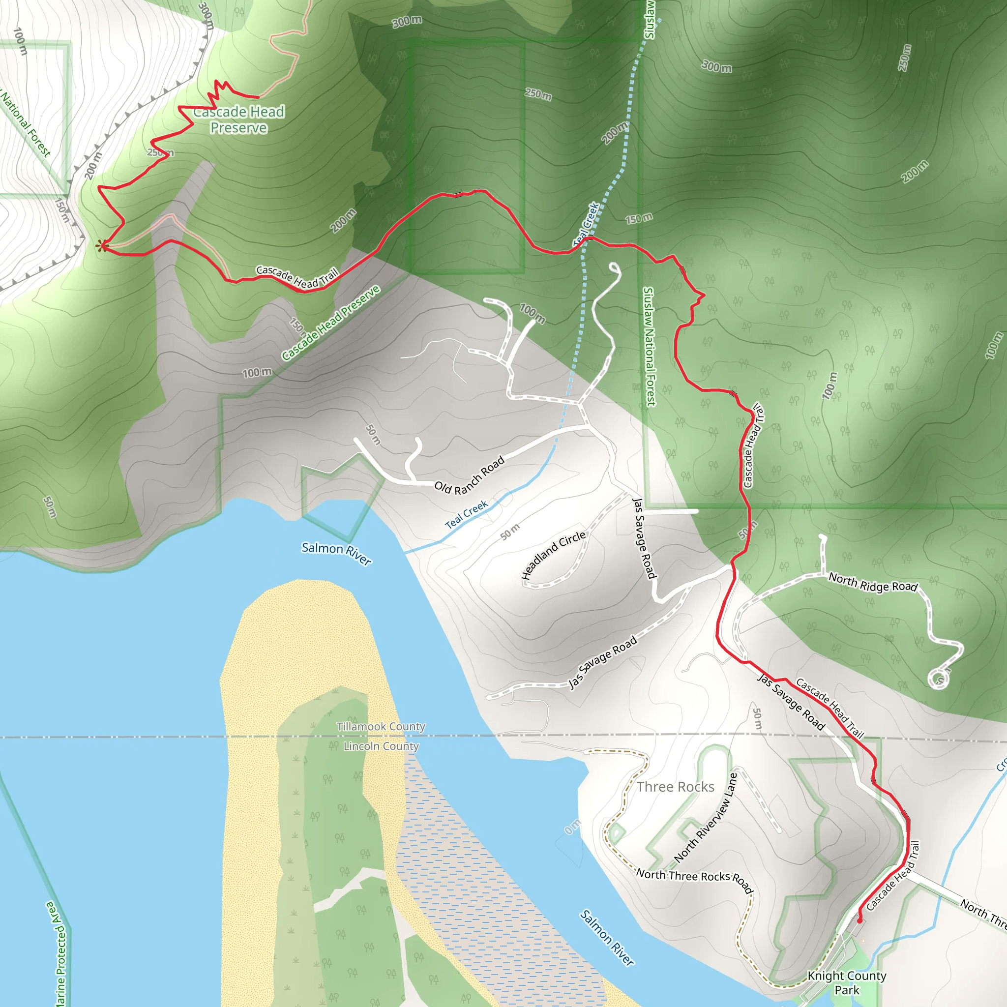 Teal Creek via Cascade Head Trail mobile static map