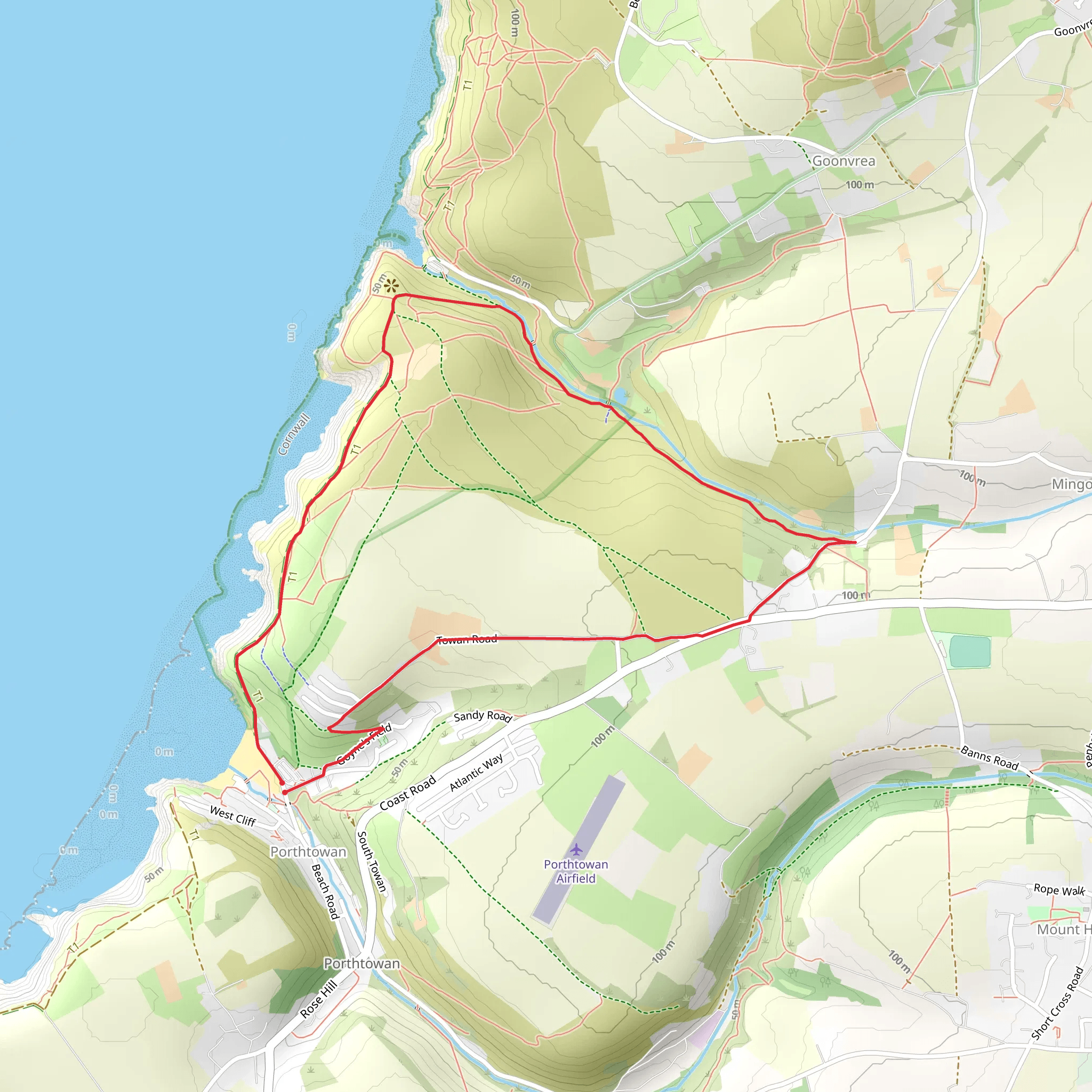 Porthtowan Loop mobile static map