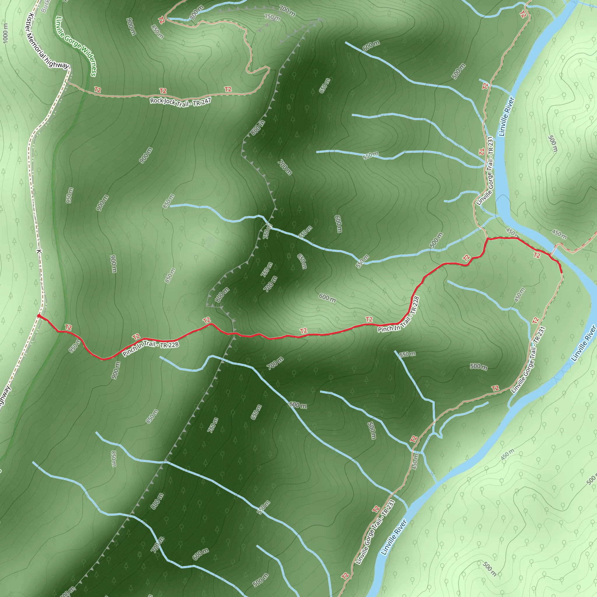 Linville River via Pinch In Trail mobile static map