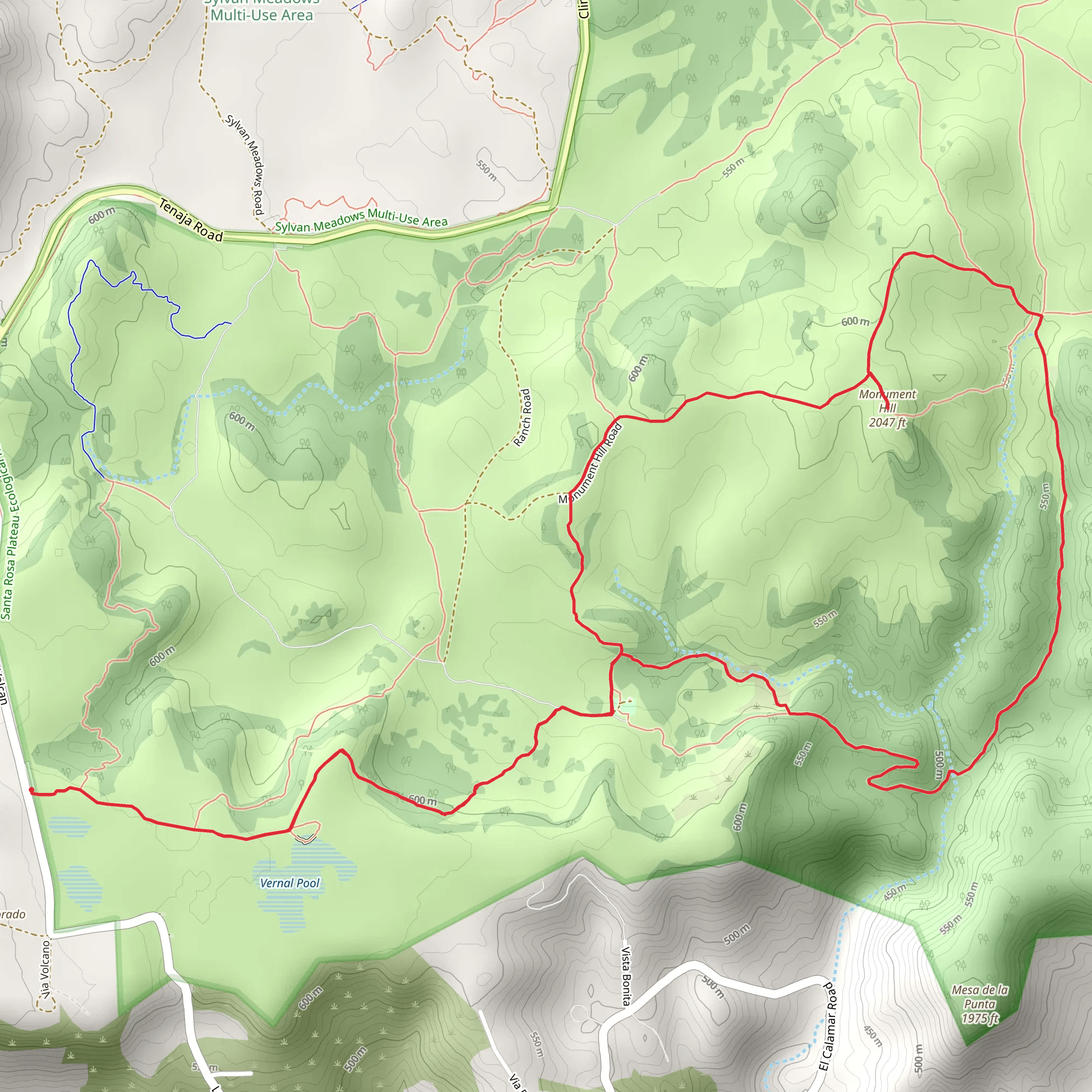 Vernal Pool, Punta Mesa and Monument Hill Loop Trail mobile static map
