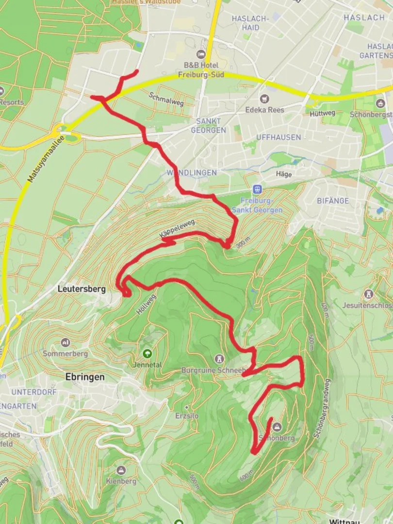 An image depicting the trail Schonberg Hike from Sankt Georgen and its surrounding area.