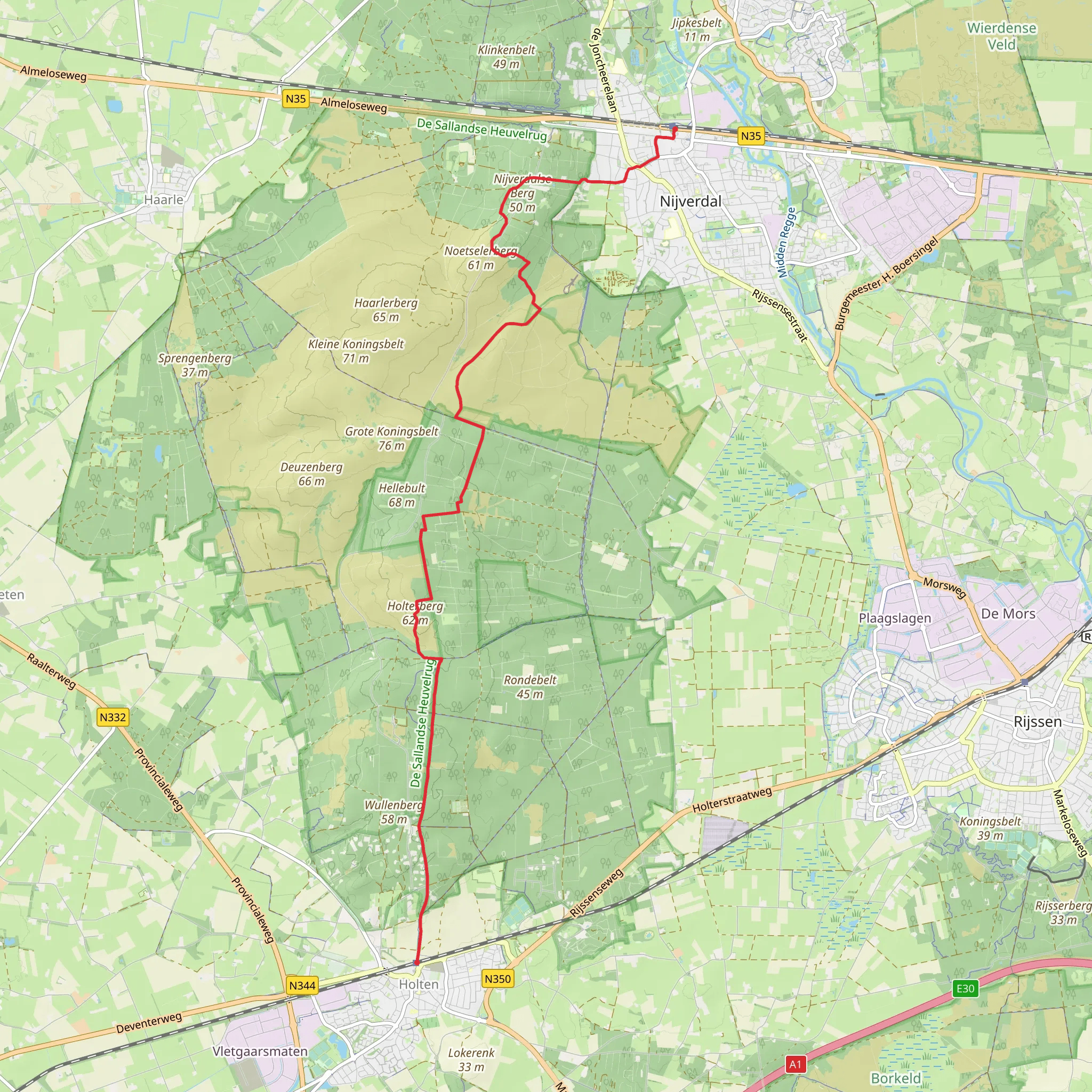 Nijverdal to Holten via Noetselerberg and Holterberg mobile static map