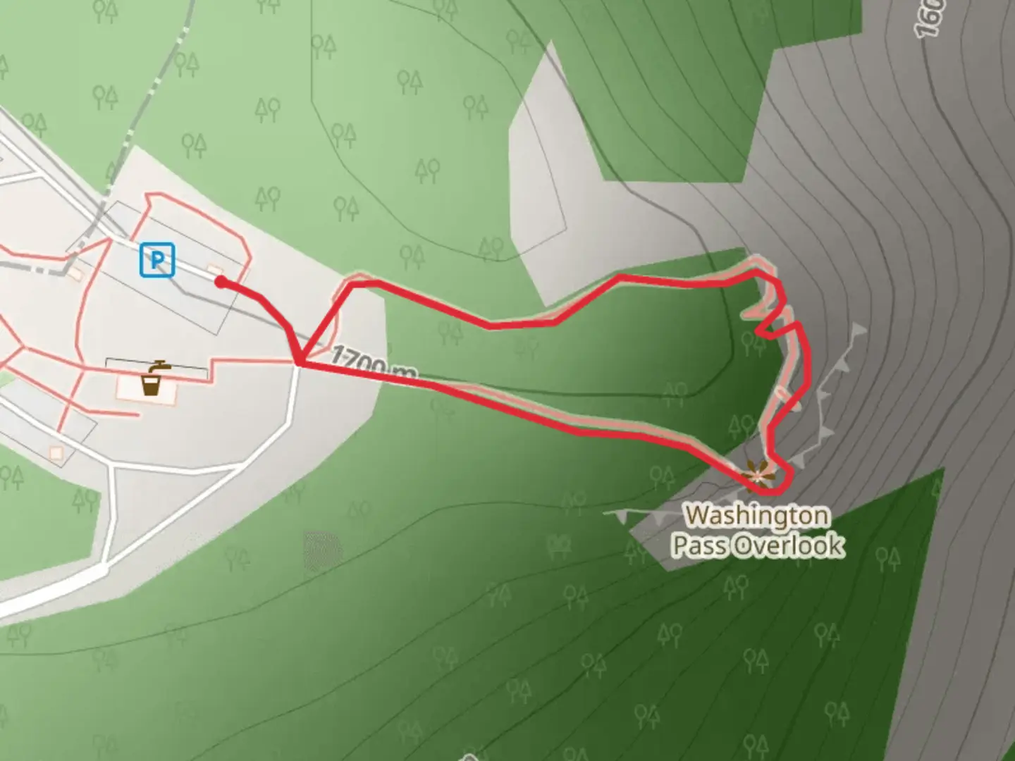 An image depicting the trail National Forest Developement Loop and its surrounding area.