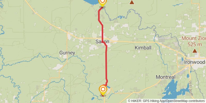 North Country Trail - Wisconsin stage 15 Map