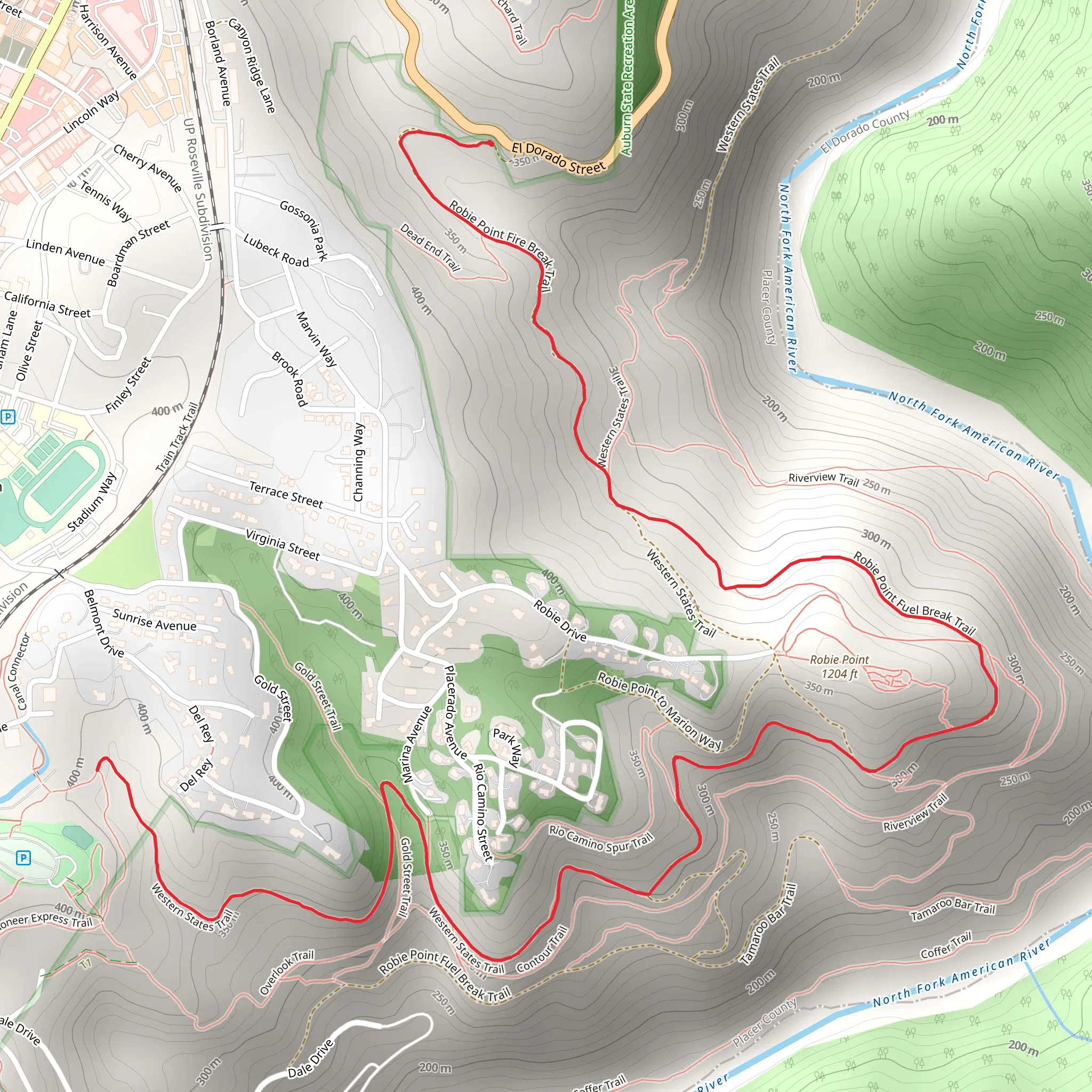 Robie Point Fuel Break Trail mobile static map