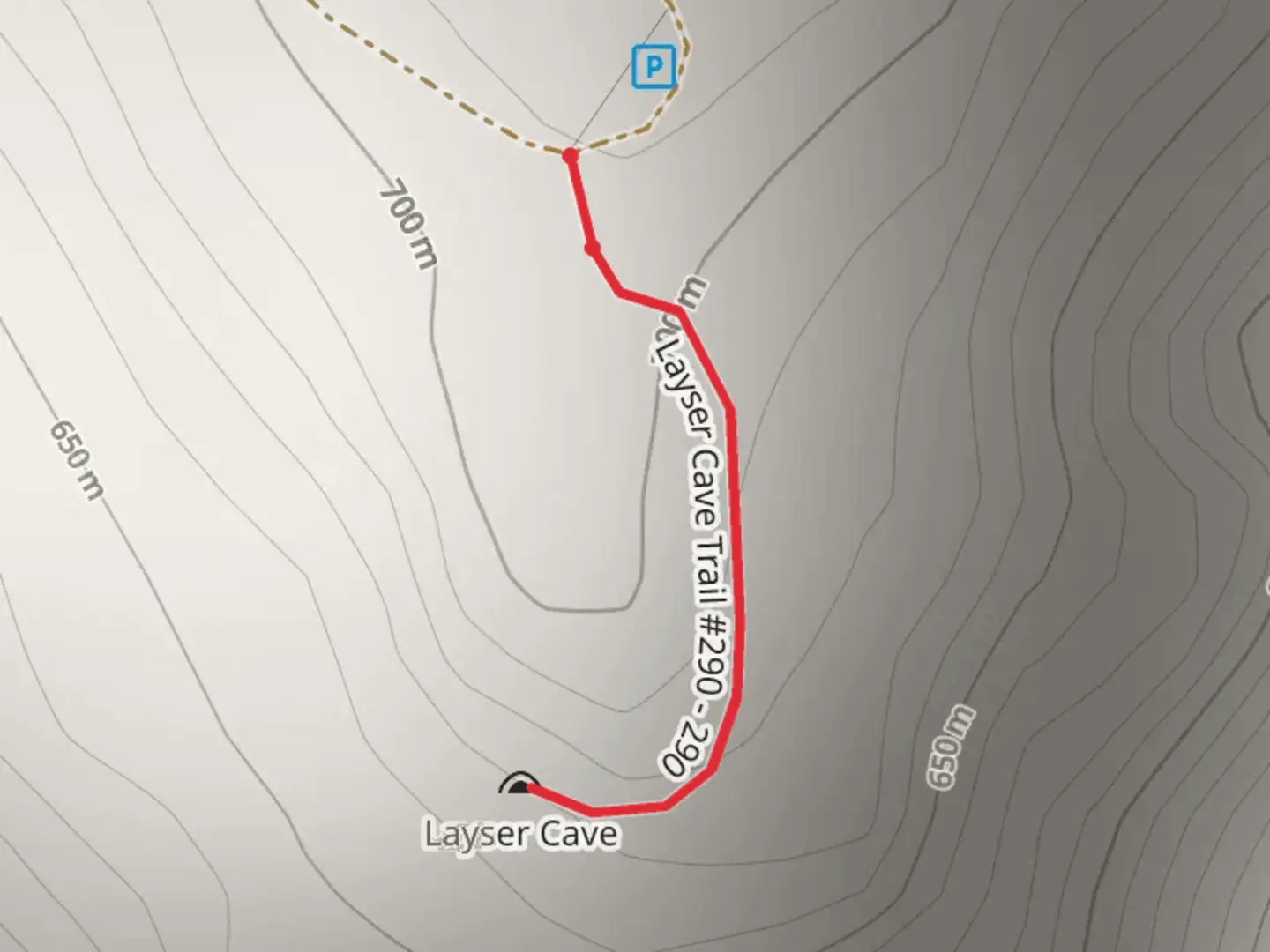 An image depicting the trail Layser Cave Trail and its surrounding area.