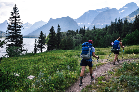An image depicting the trail Cosley Lake, Glenns Lake and Mokowanis Lake via Stoney Indian Pass and Belly River Trail and its surrounding area.