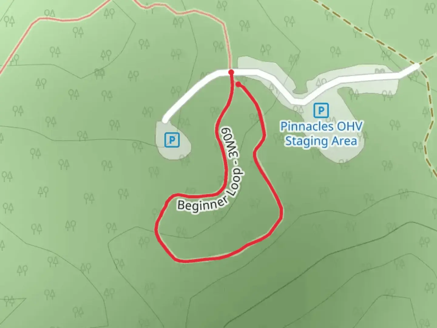 An image depicting the trail Beginner Loop Trail and its surrounding area.