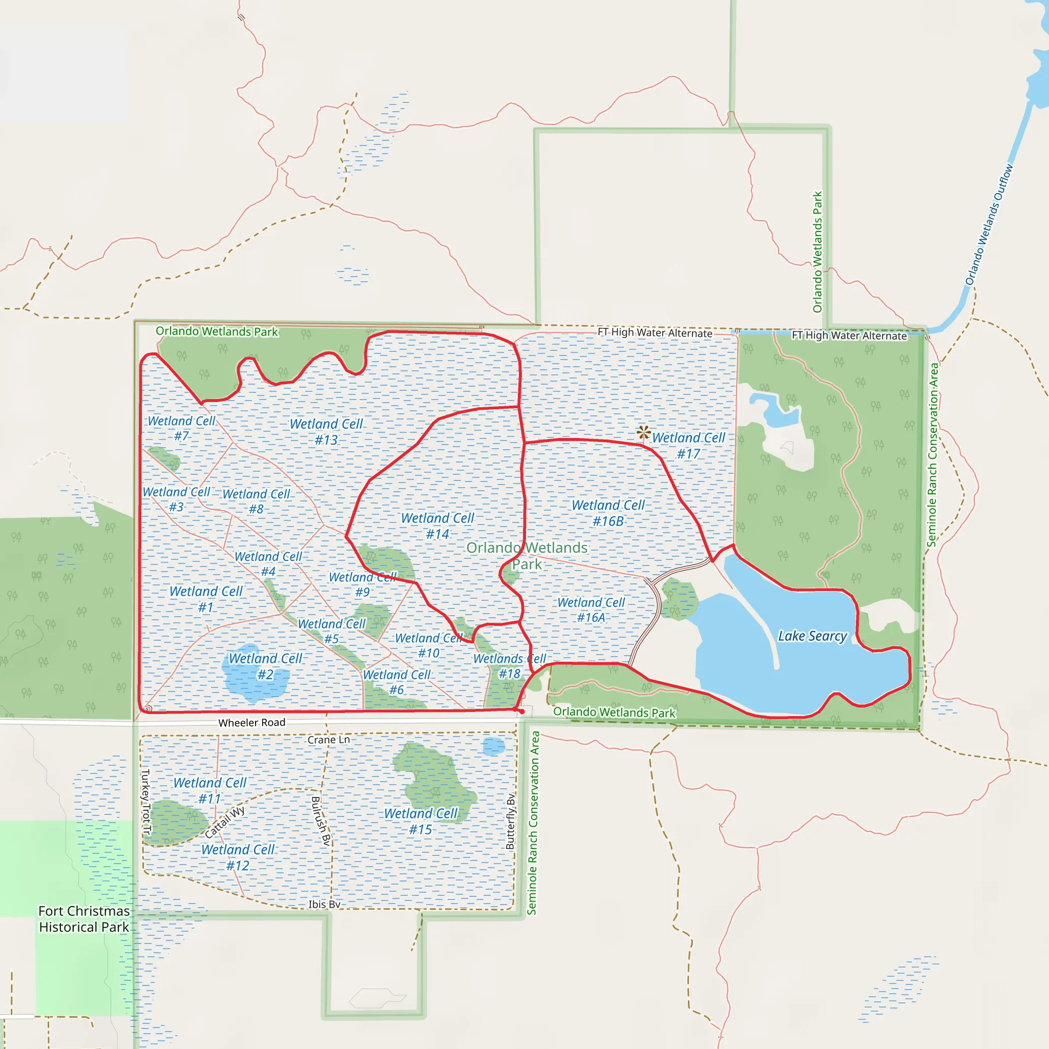Orlando Wetlands Park Loop - Long mobile static map