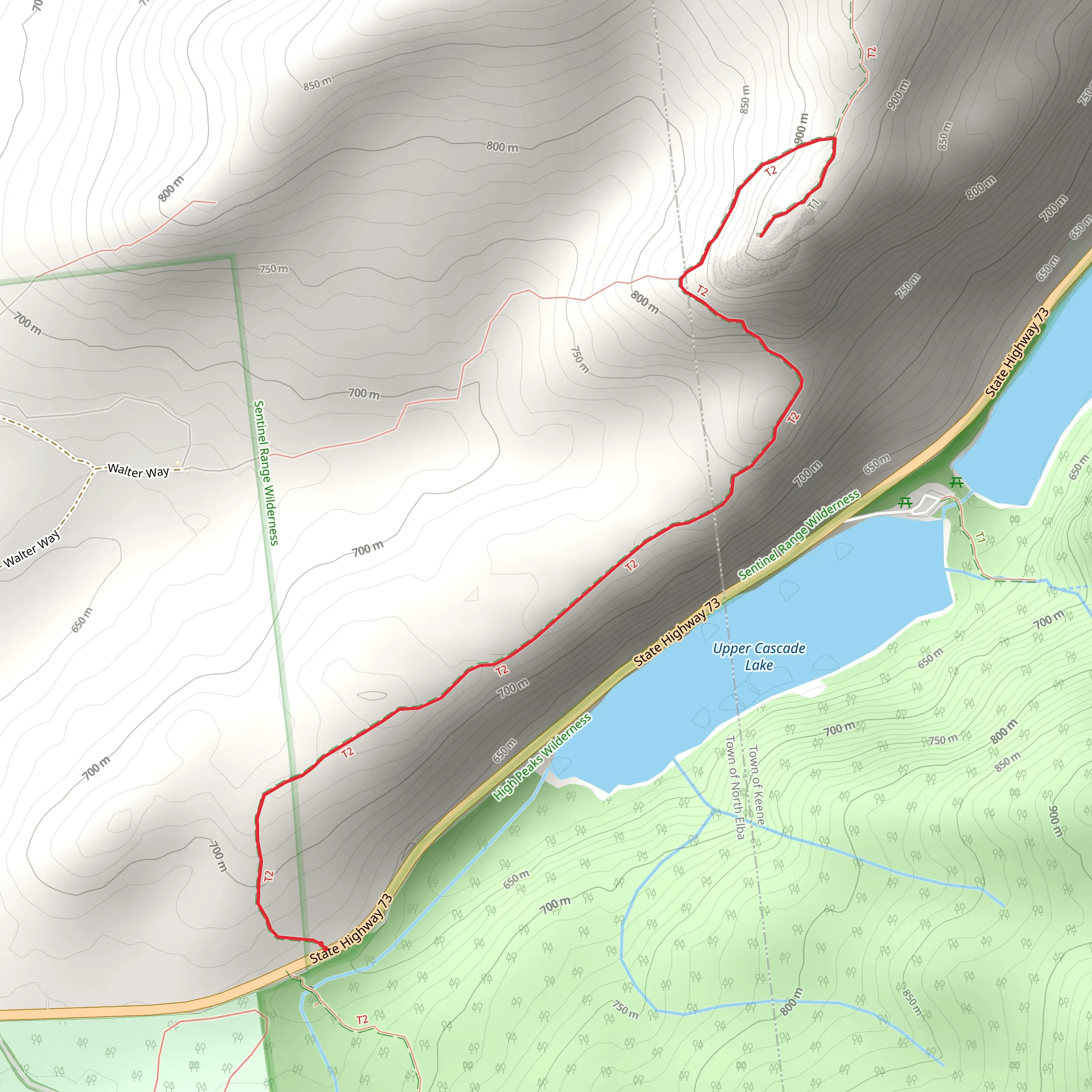 Pitchoff Mountain Trail - Cascade Road mobile static map