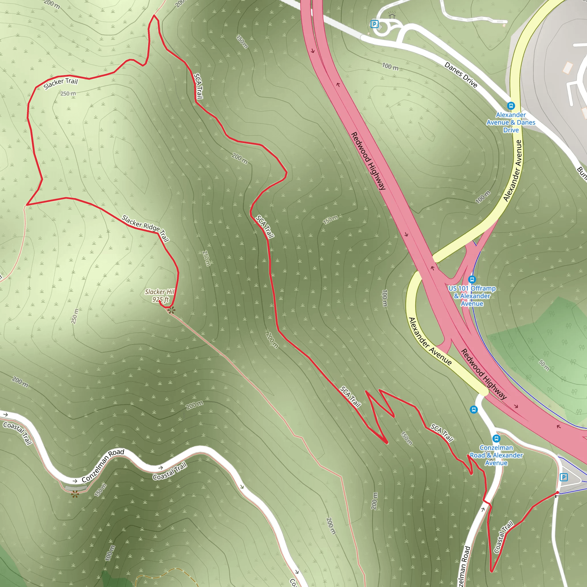 Slacker Hill via Coastal Trail mobile static map