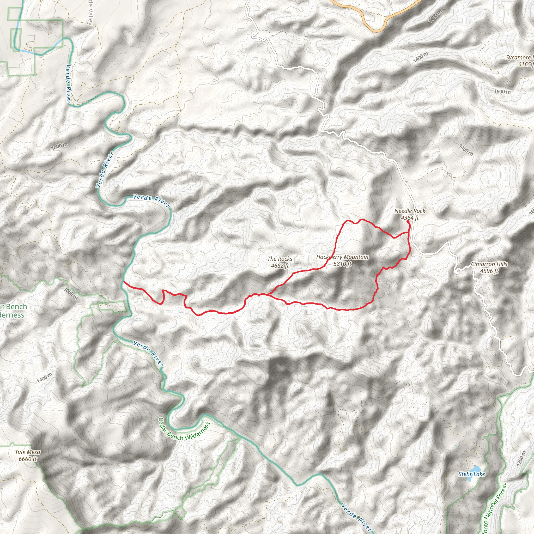 Towel Creek and Hackberry Mountain Loop Trail mobile static map