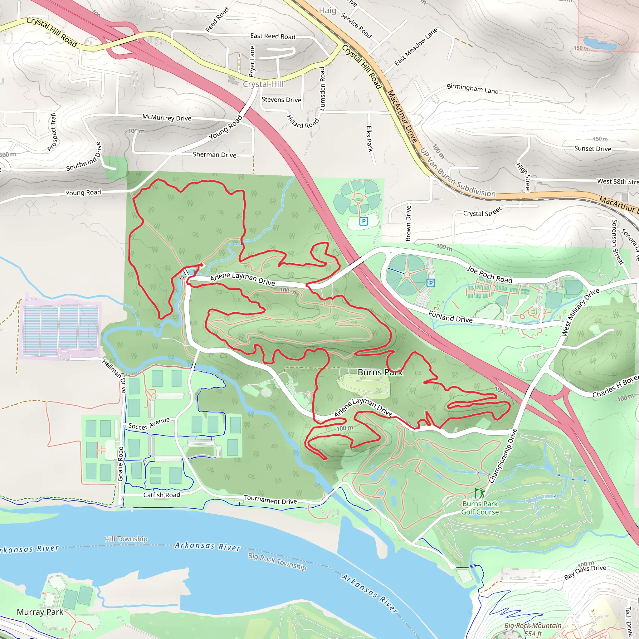 Yellow and Green Loop Trail - Burns Park mobile static map