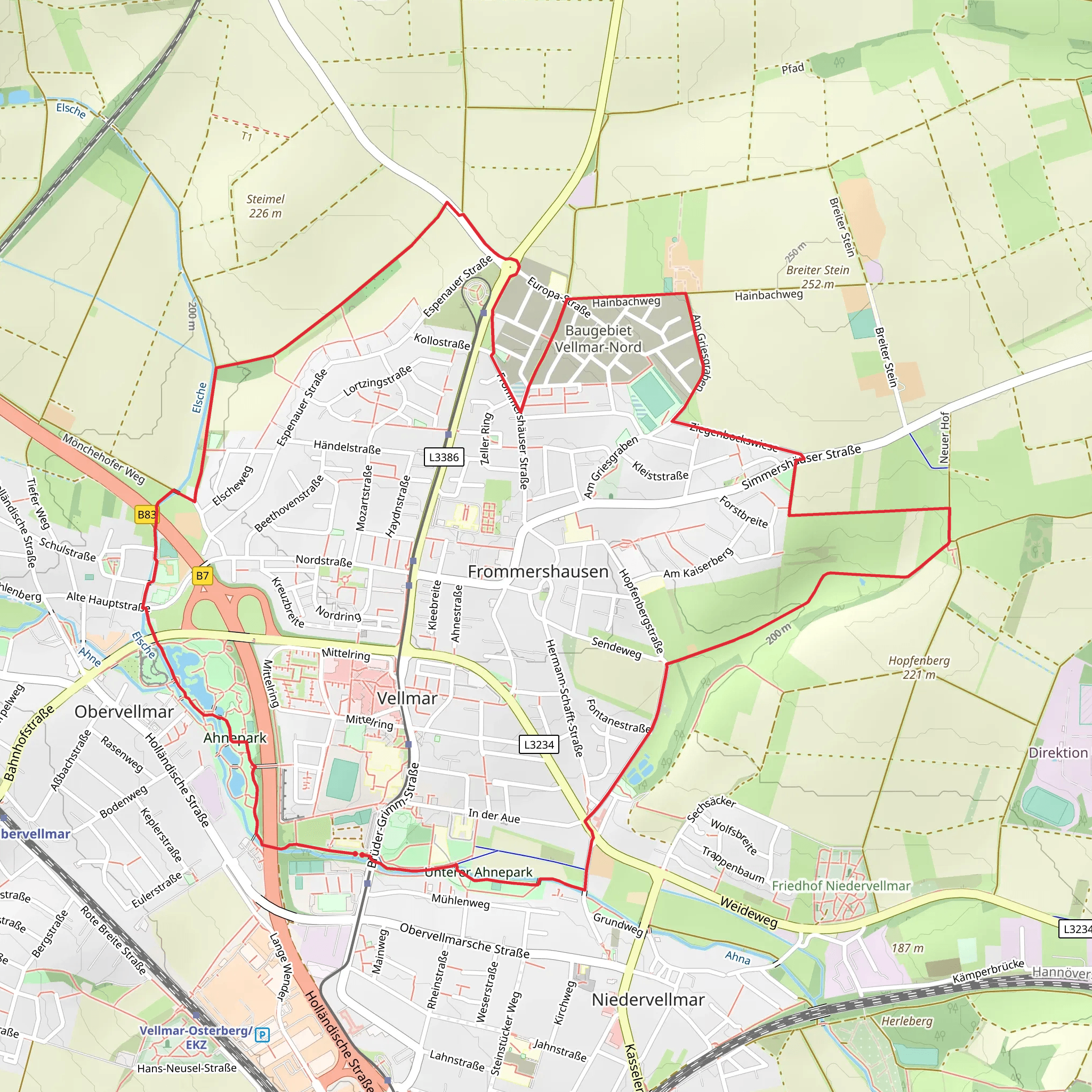 Vellmar and Heideweg Loop mobile static map