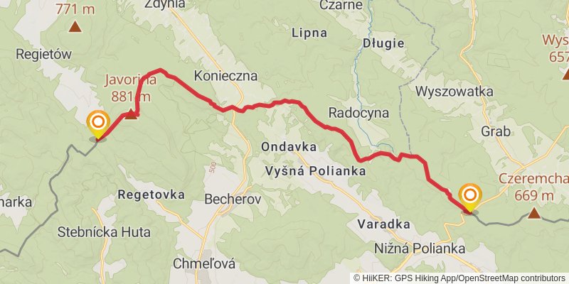 Trans Carpathian Hike stage 32 Map