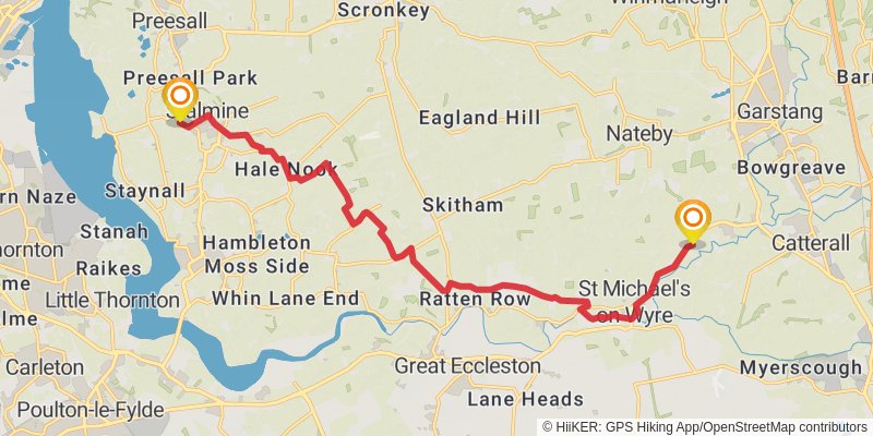 Liverpool South Parkway to Walney Island Walk stage 16 Map