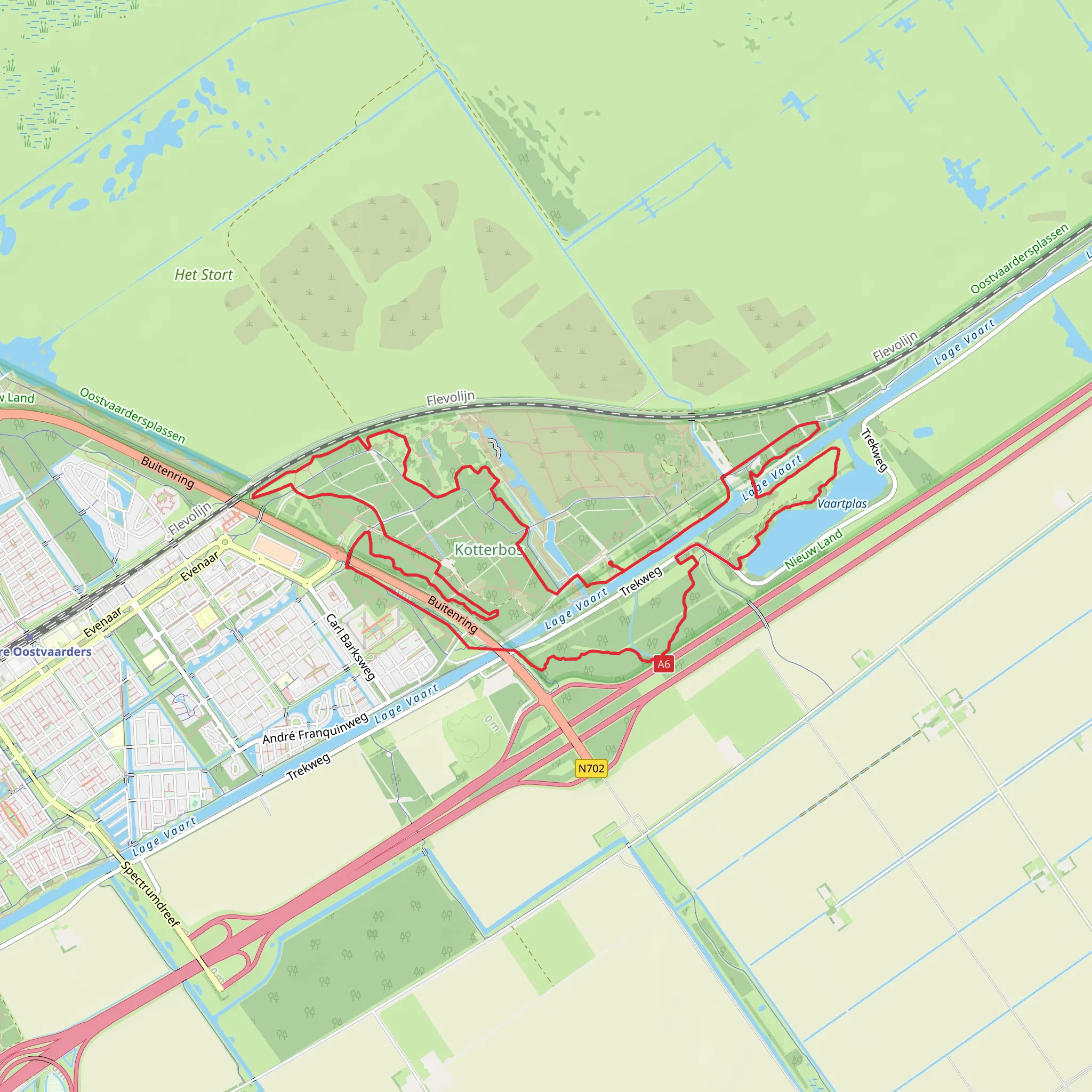 Kotterbos and Vaartplas Loop mobile static map