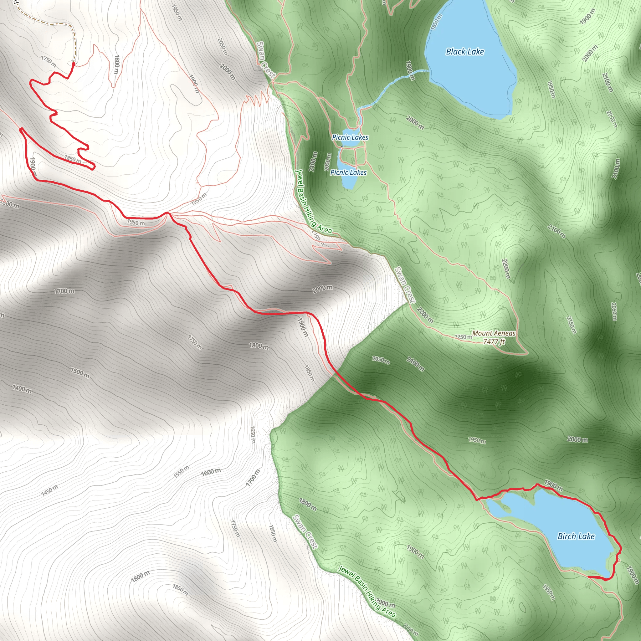 Birch Lake via Alpine Trail mobile static map