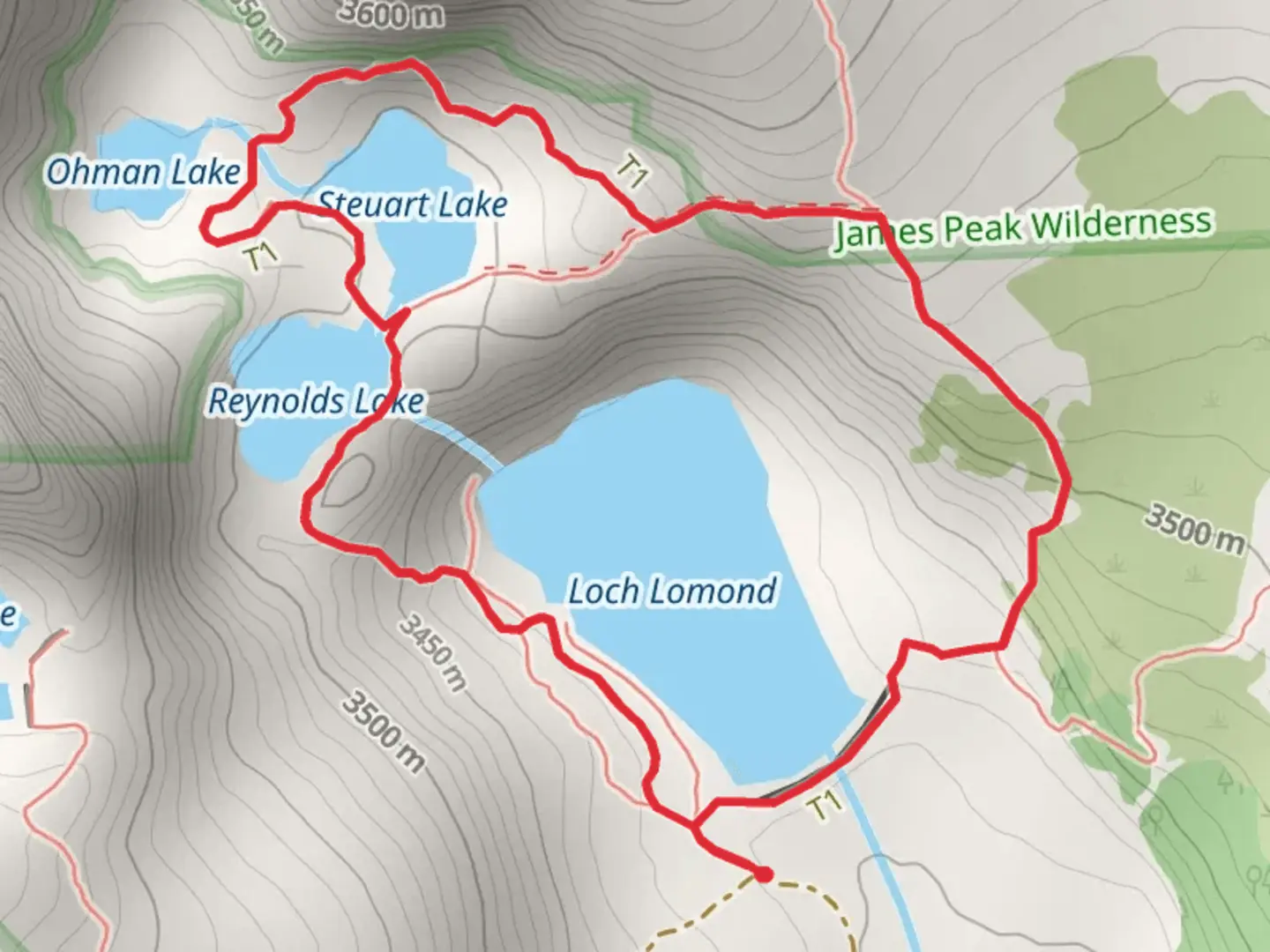 An image depicting the trail Loch Lomand and Stewart Lake Loop and its surrounding area.