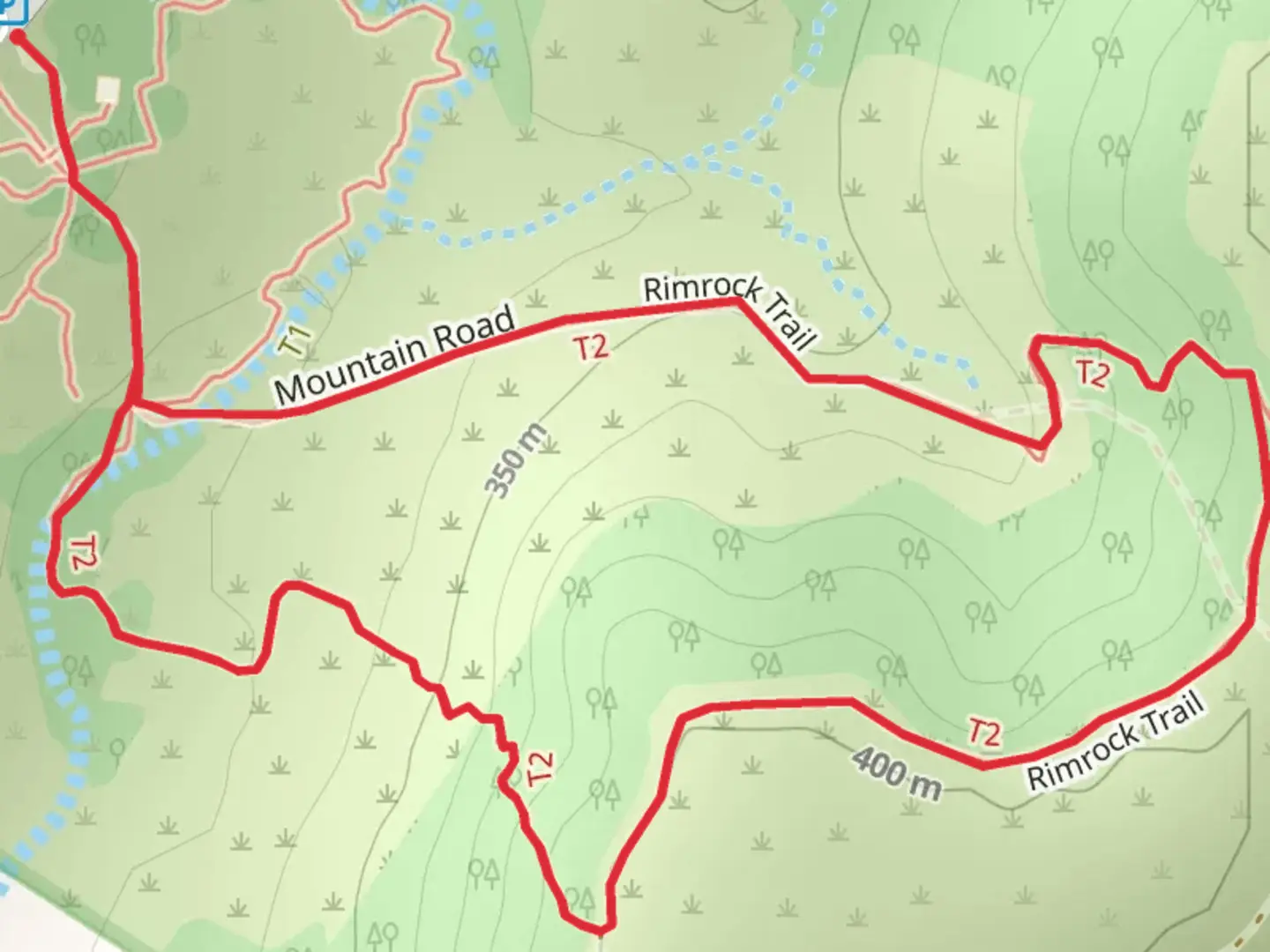An image depicting the trail Rimrock Trail Loop and its surrounding area.