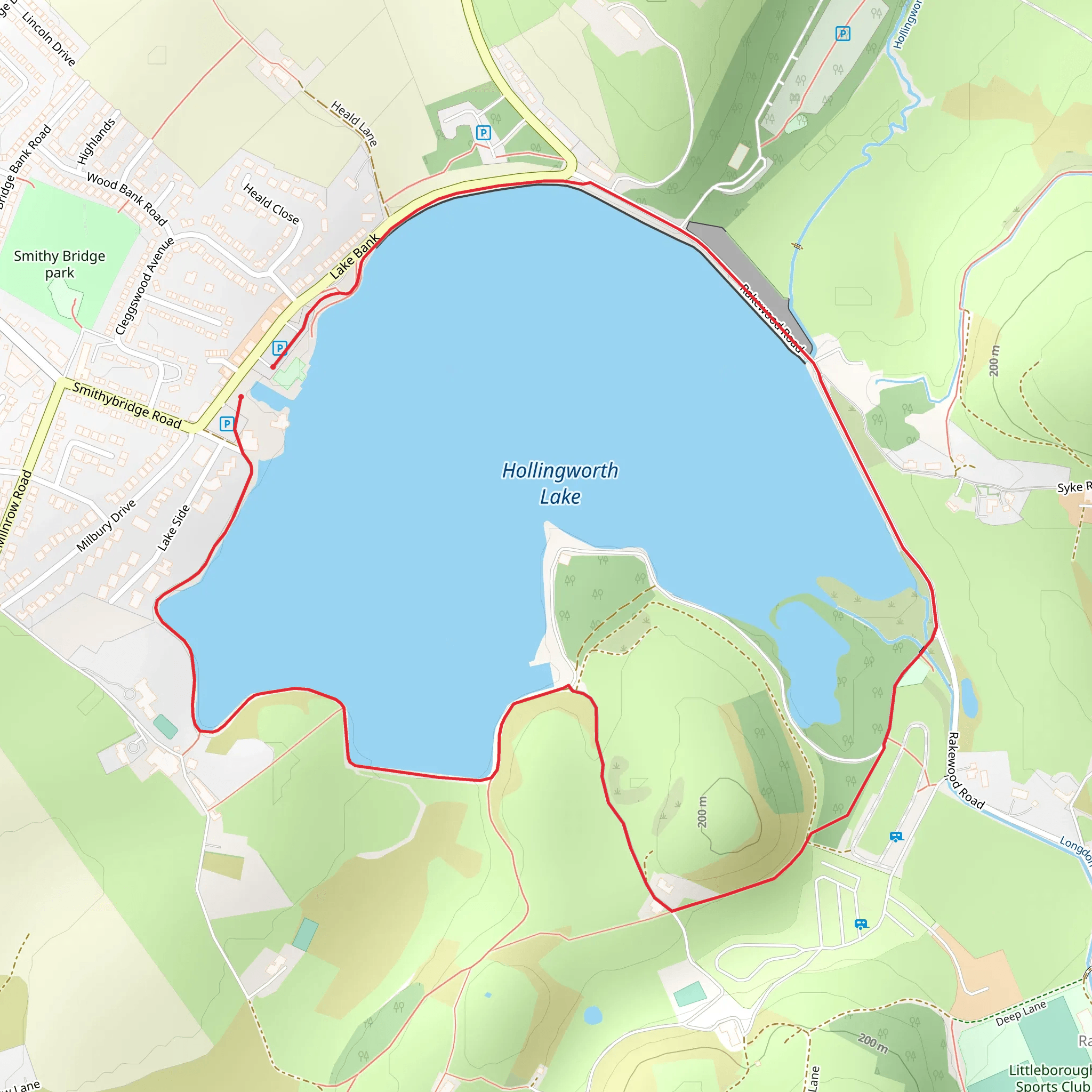 Hollingworth Lake Loop mobile static map