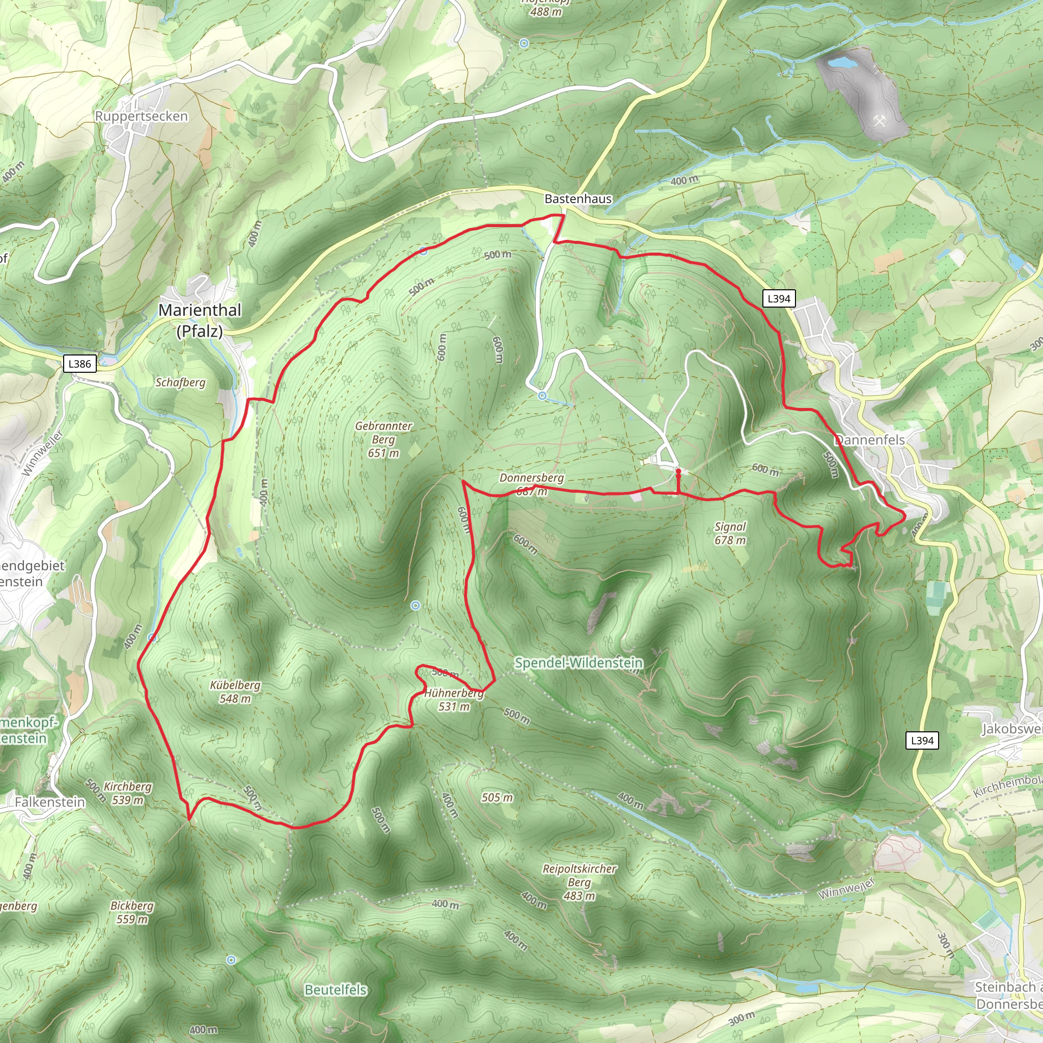 Dannenfels and Donnersberg Loop mobile static map