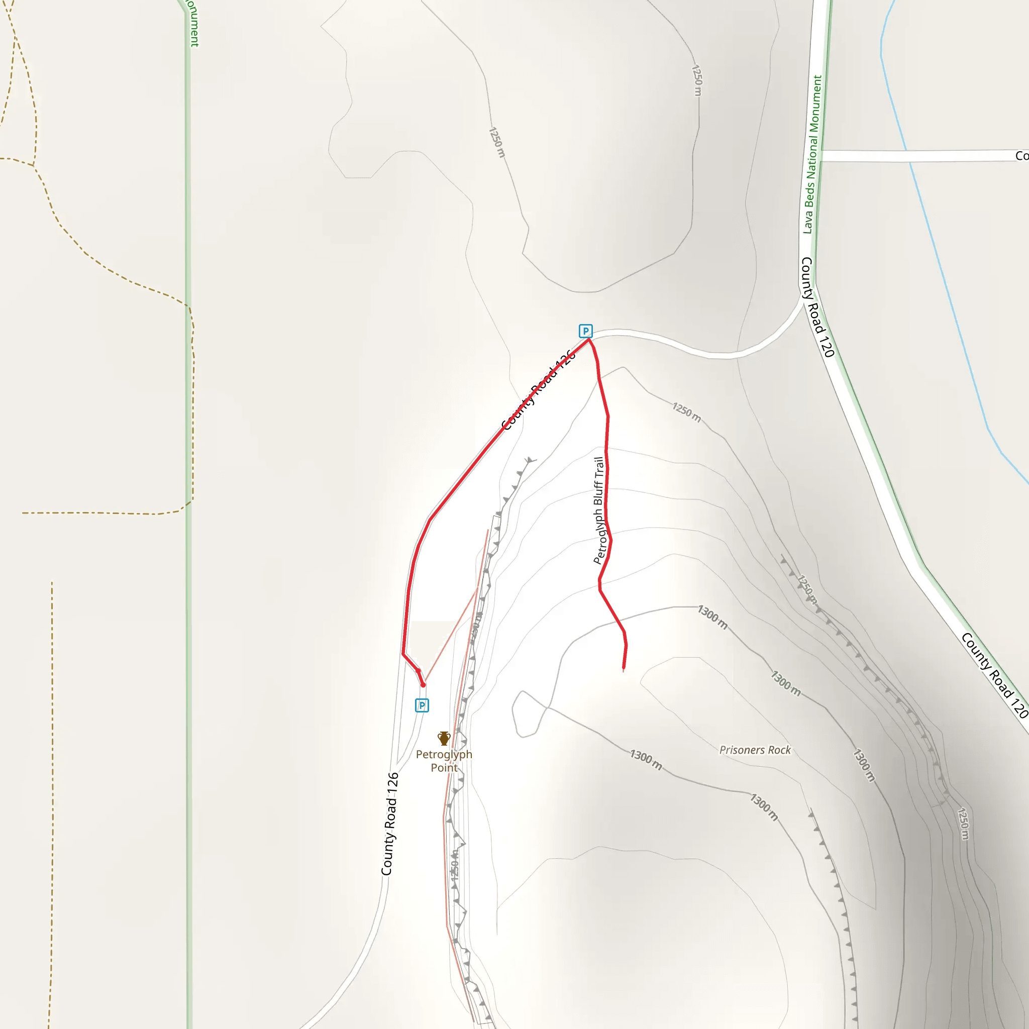Petroglyph Bluff Trail mobile static map