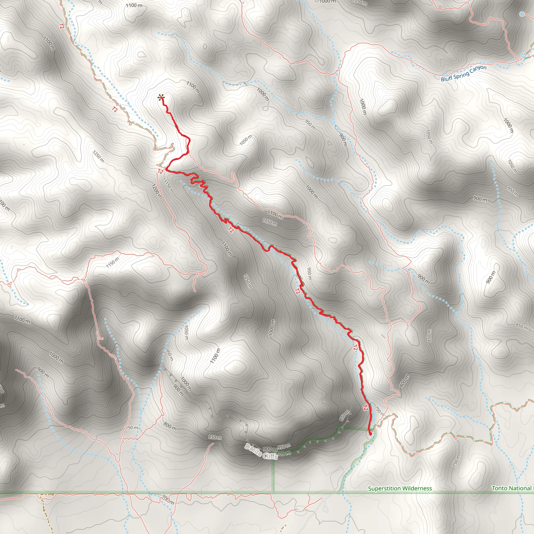 Fremont Saddle via Peralta Canyon Trail Out and Back mobile static map