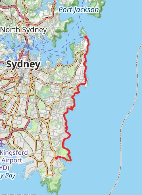 Watsons Bay to Malabar mobile static map