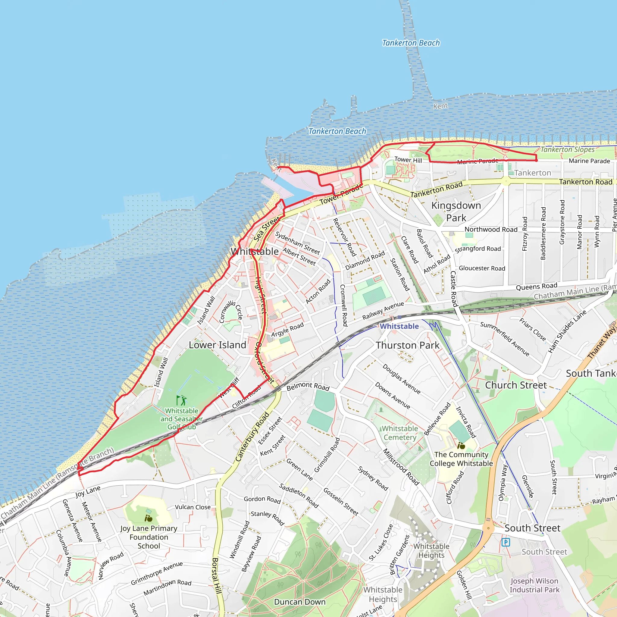 Tankerton and Whitstable Loop mobile static map