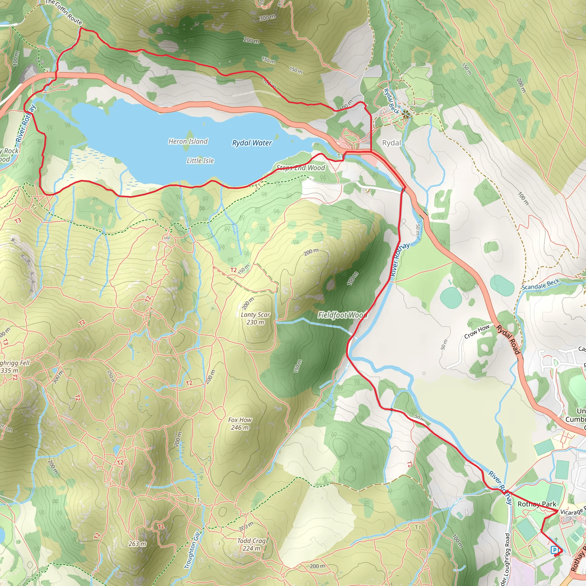 Rydal Water Loop mobile static map