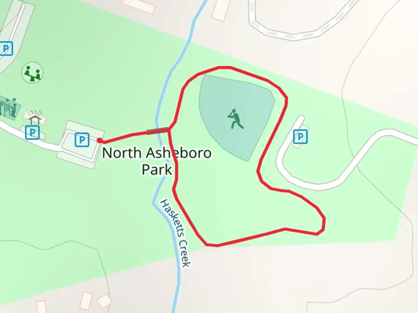 An image depicting the trail North Asheboro Park Loop and its surrounding area.