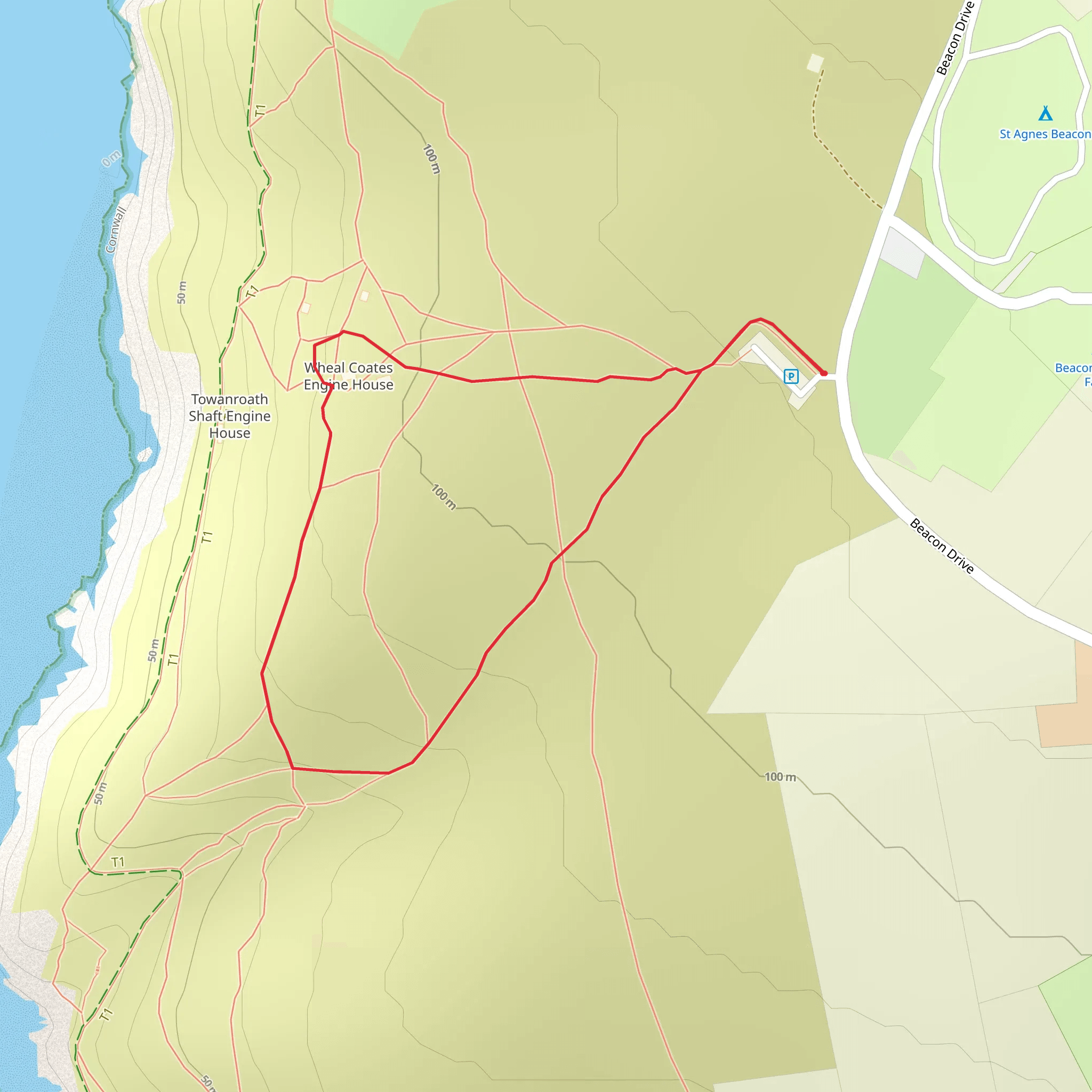 Wheal Coates Tin Mining Walk mobile static map