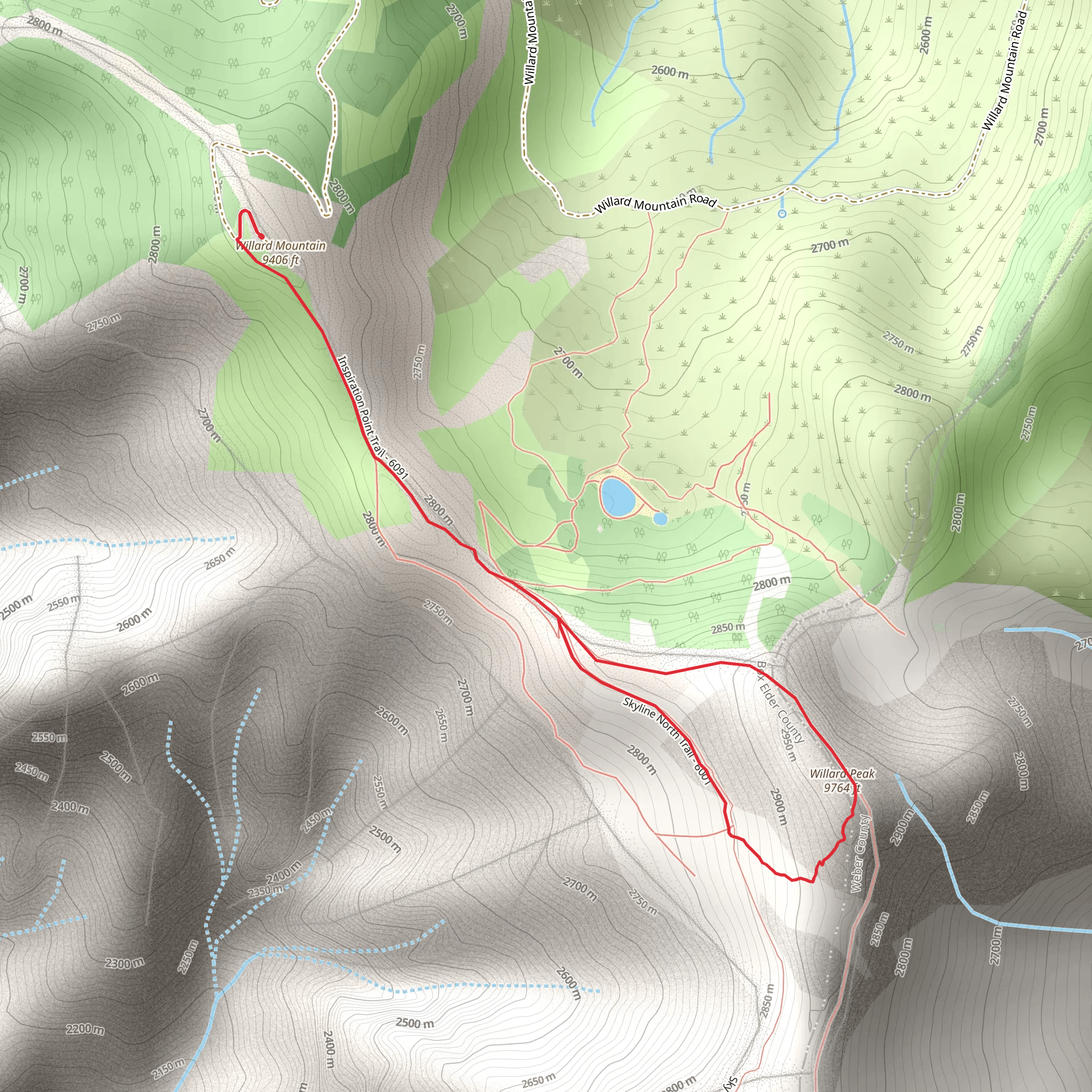Willard Peak and Willard Mountain Loop mobile static map